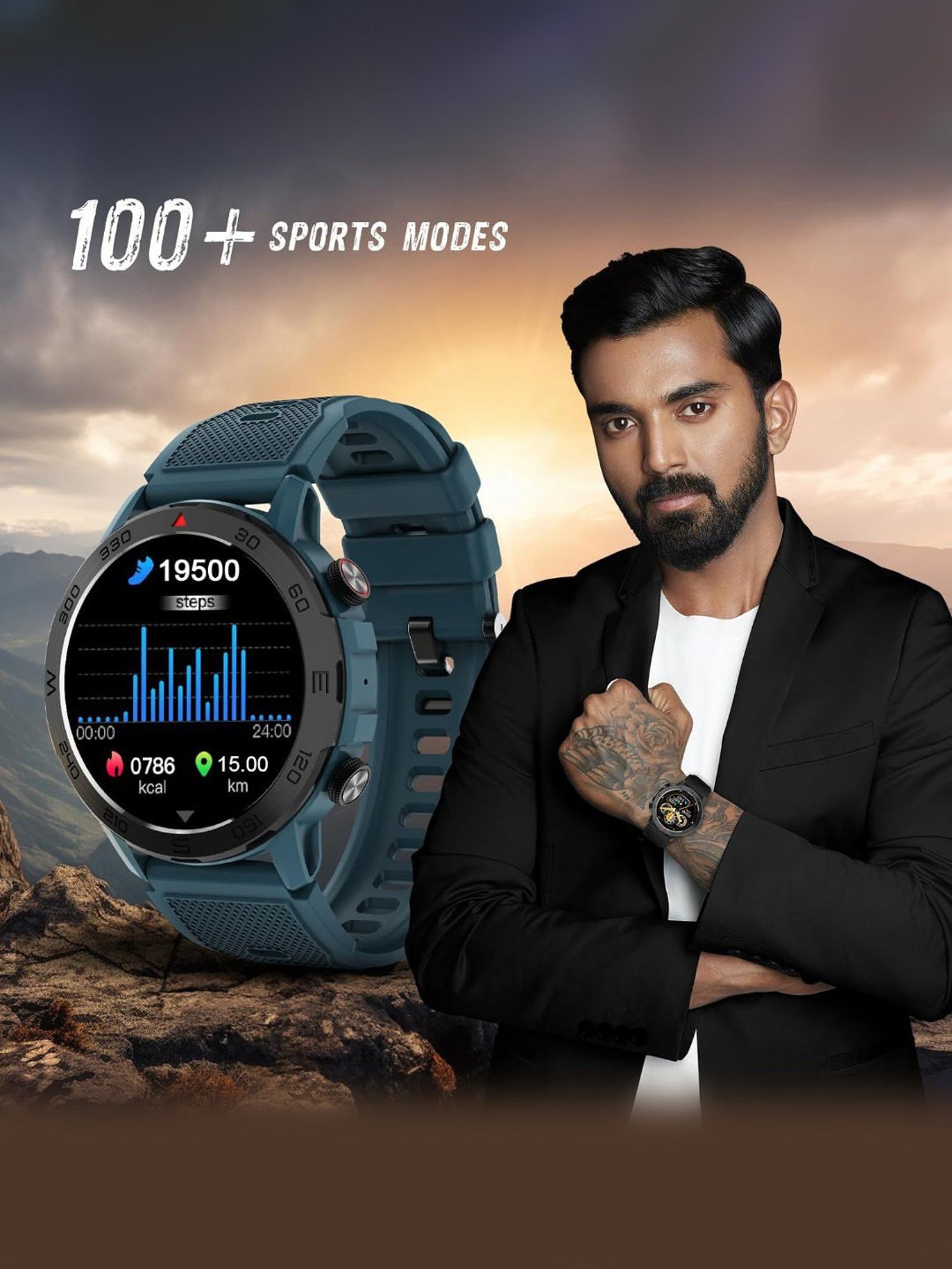 beatXP Duke Rugged BT Calling Smartwatch with 1.43 inch Round Super AMOLED Display (Blue)