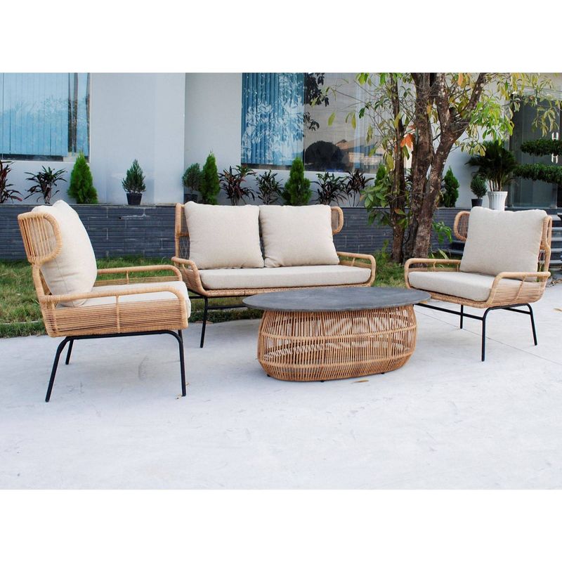Pine Crest 4pc Loveseat Seating Group - Black - Courtyard Casual