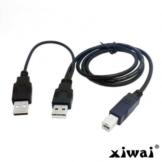 Xiwai Dual USB 2.0 Male to Standard B Male Y Cable 80cm for Printer & Scanner & External Hard Disk Drive