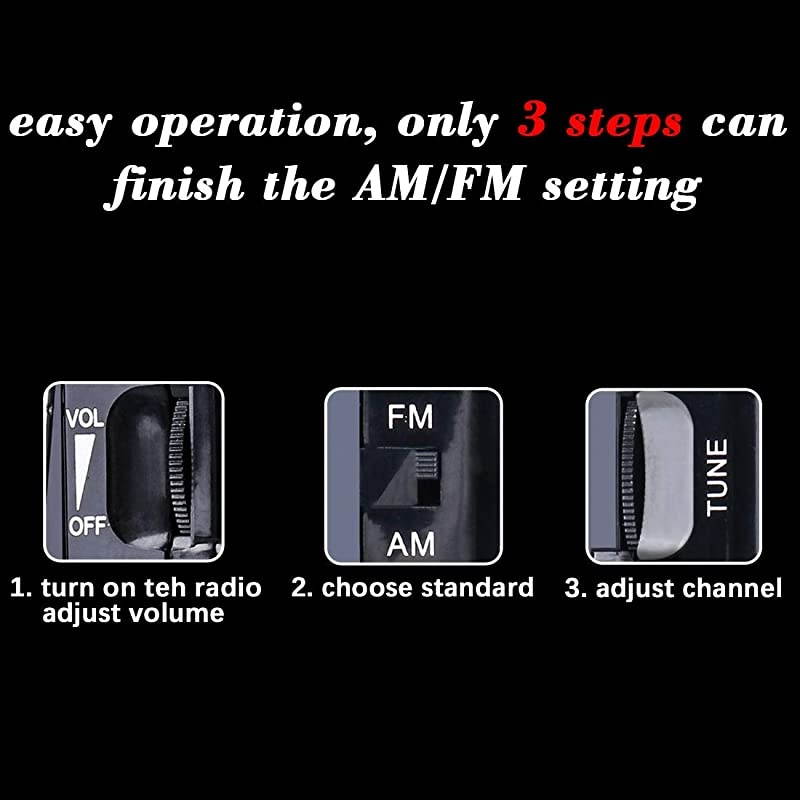Portable Transistor Radio Battery Operated AM FM Radio Portable for Walking Hiking Camping Powered by 2AA Battery Easy Tuning Power Saving