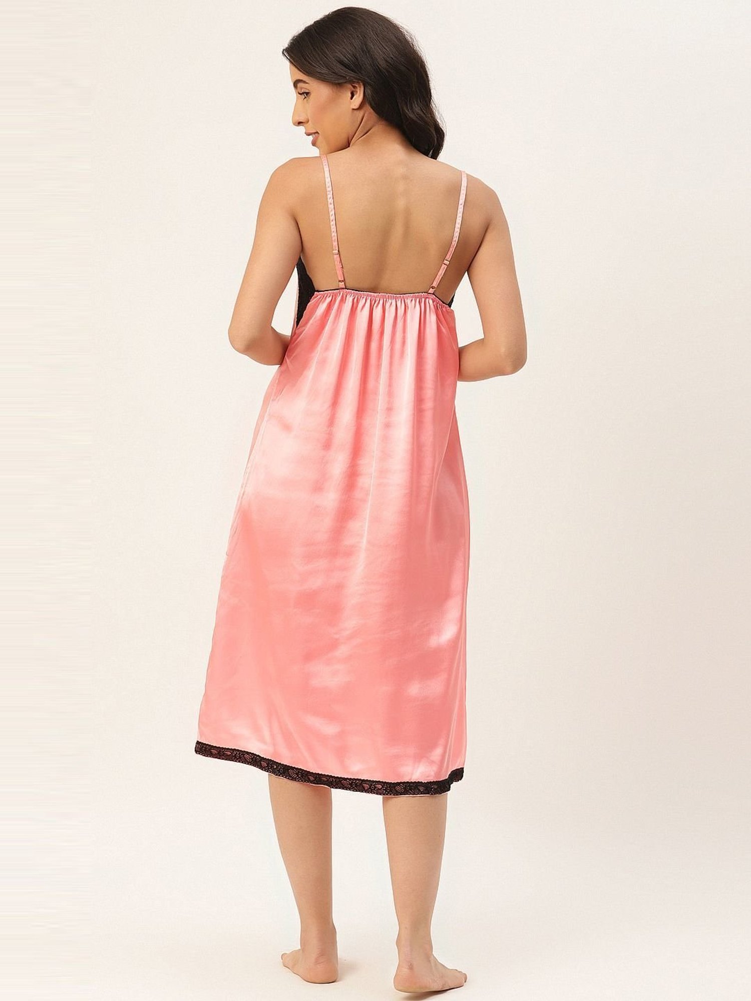 Ms.Lingies Peach Lace Work Nighty