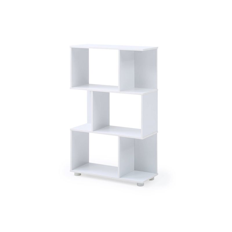 38.39" 3 Shelf Manor Modern Staggered Bookshelf White - AC Pacific