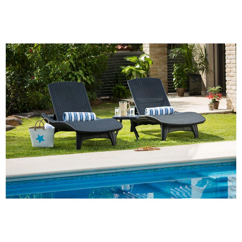 Pacific Seating Sun Lounger With Table Set 3pc Gray - Keter