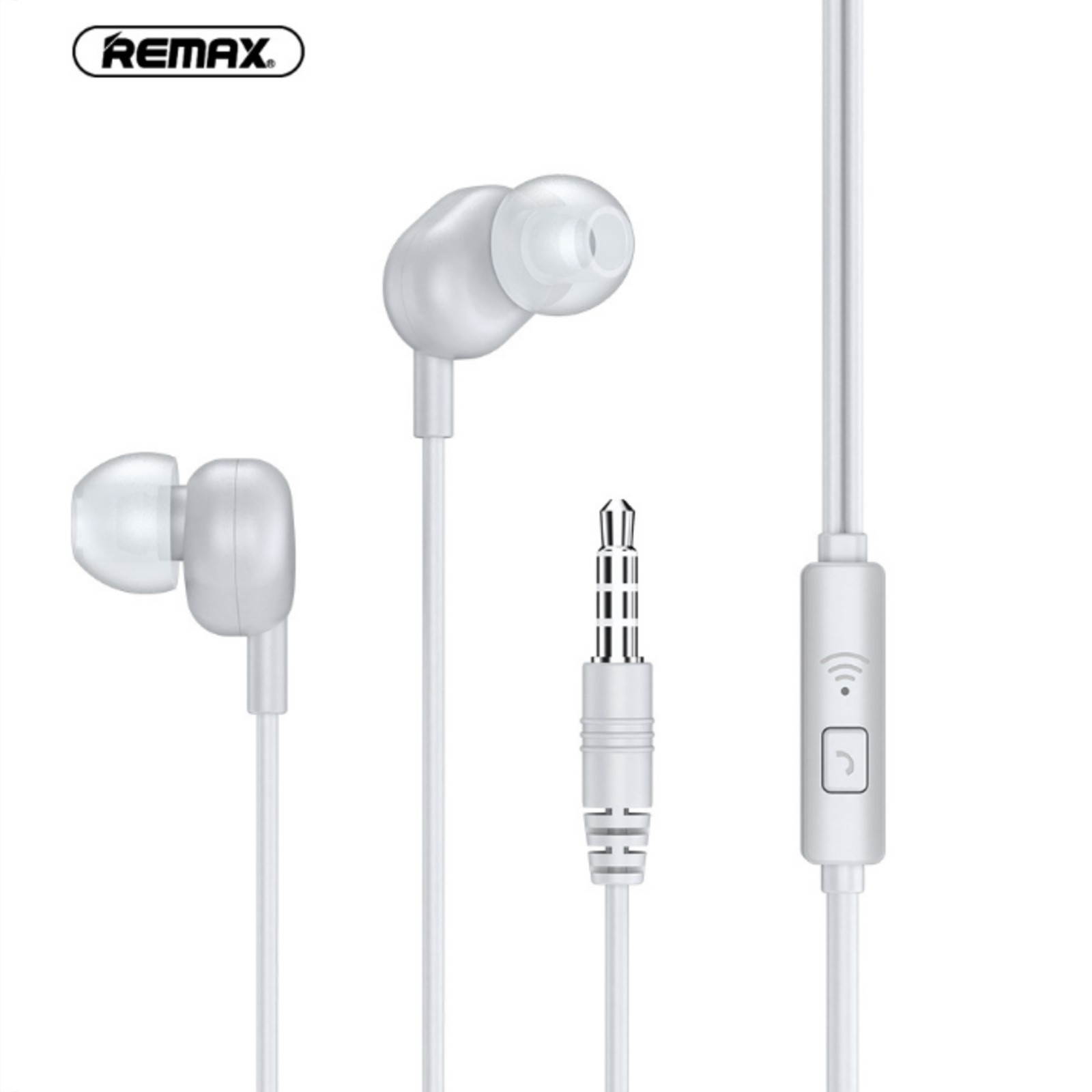 Remax RW-105 In-Ear Clear Sound Wired Earphone Stereo Earbuds with Microphone for Phone Call Music Headphone with 3.5mm Plug Compatible with Phones Tablets Computers