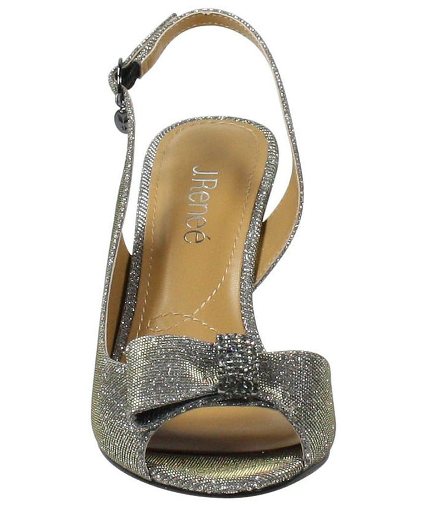 J. Renee Luanda Bow Detail Glitter Slingback Peep-Toe Pumps