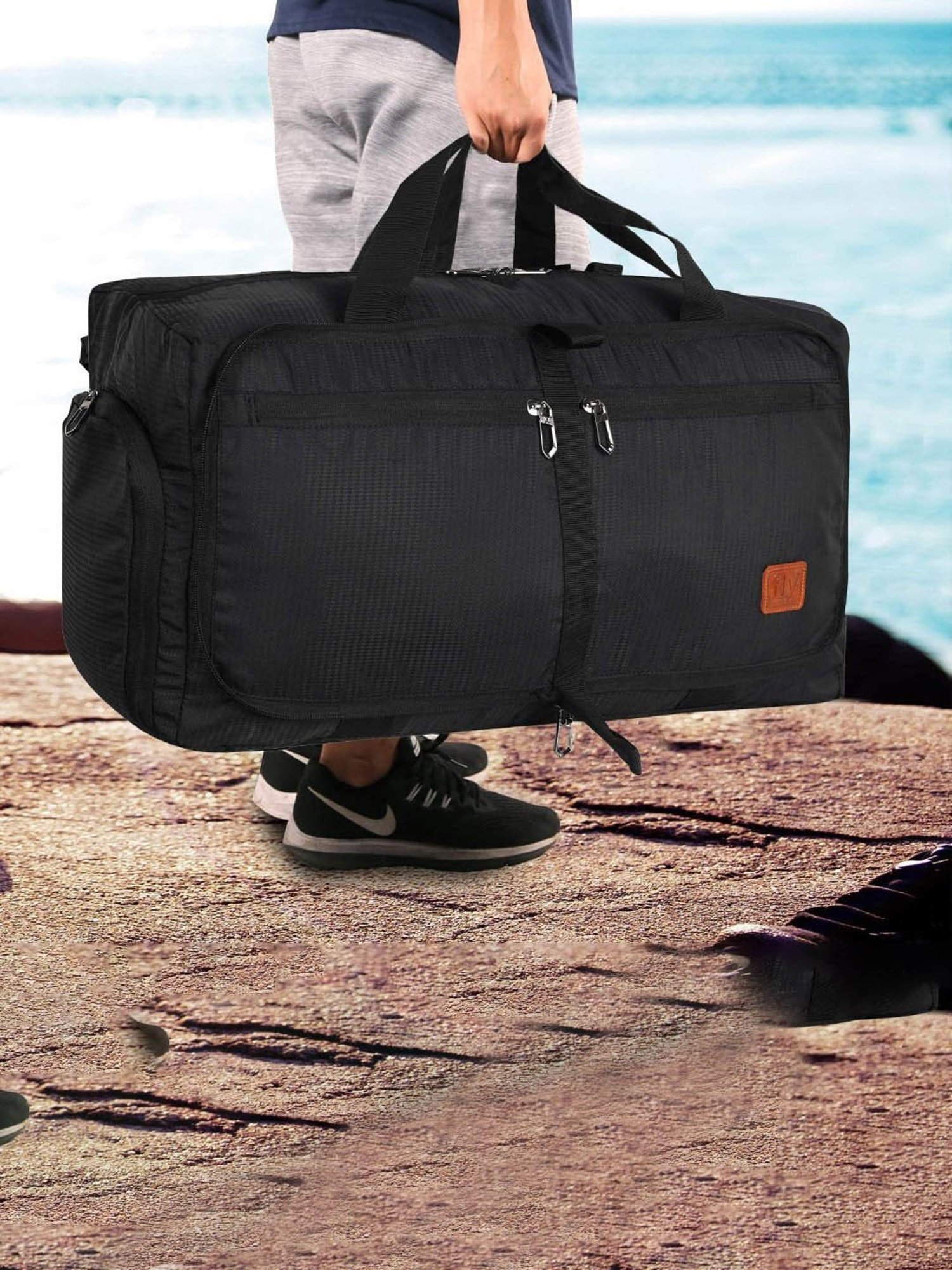 Fly Fashion Black Solid Large Duffle Bag