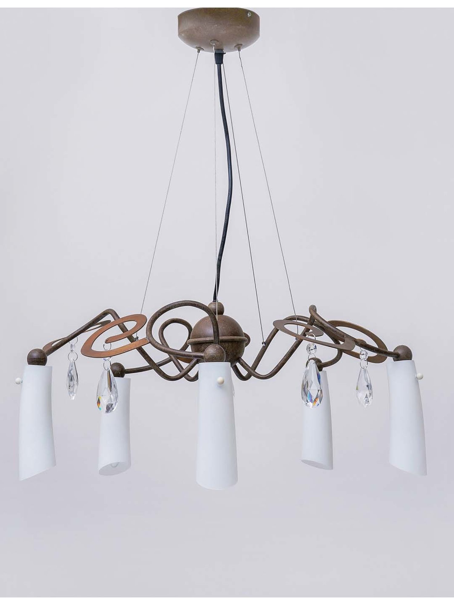 Kapoor E Illuminations 'Nolan' White & Brown Metal 5-In-1 Chandelier