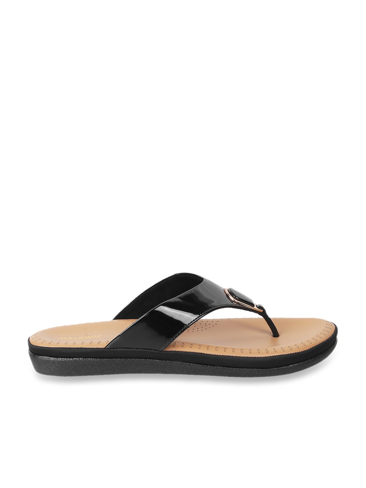 Walkway Women's Black Thong Sandals