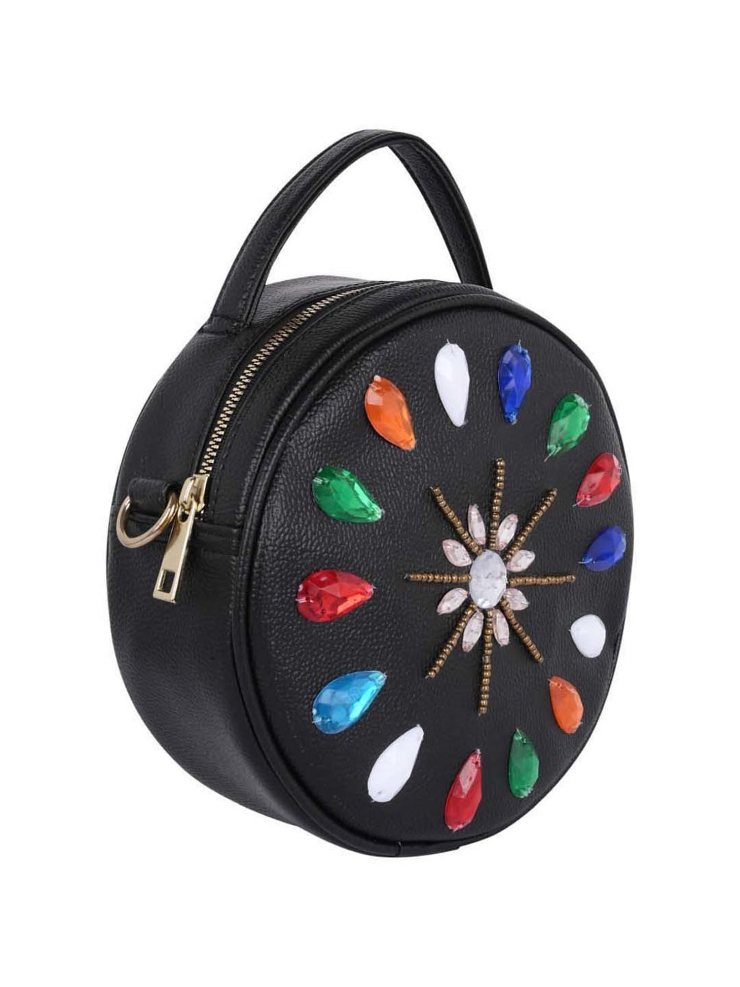 Bagsy Malone Black Embellished Medium Sling Handbag