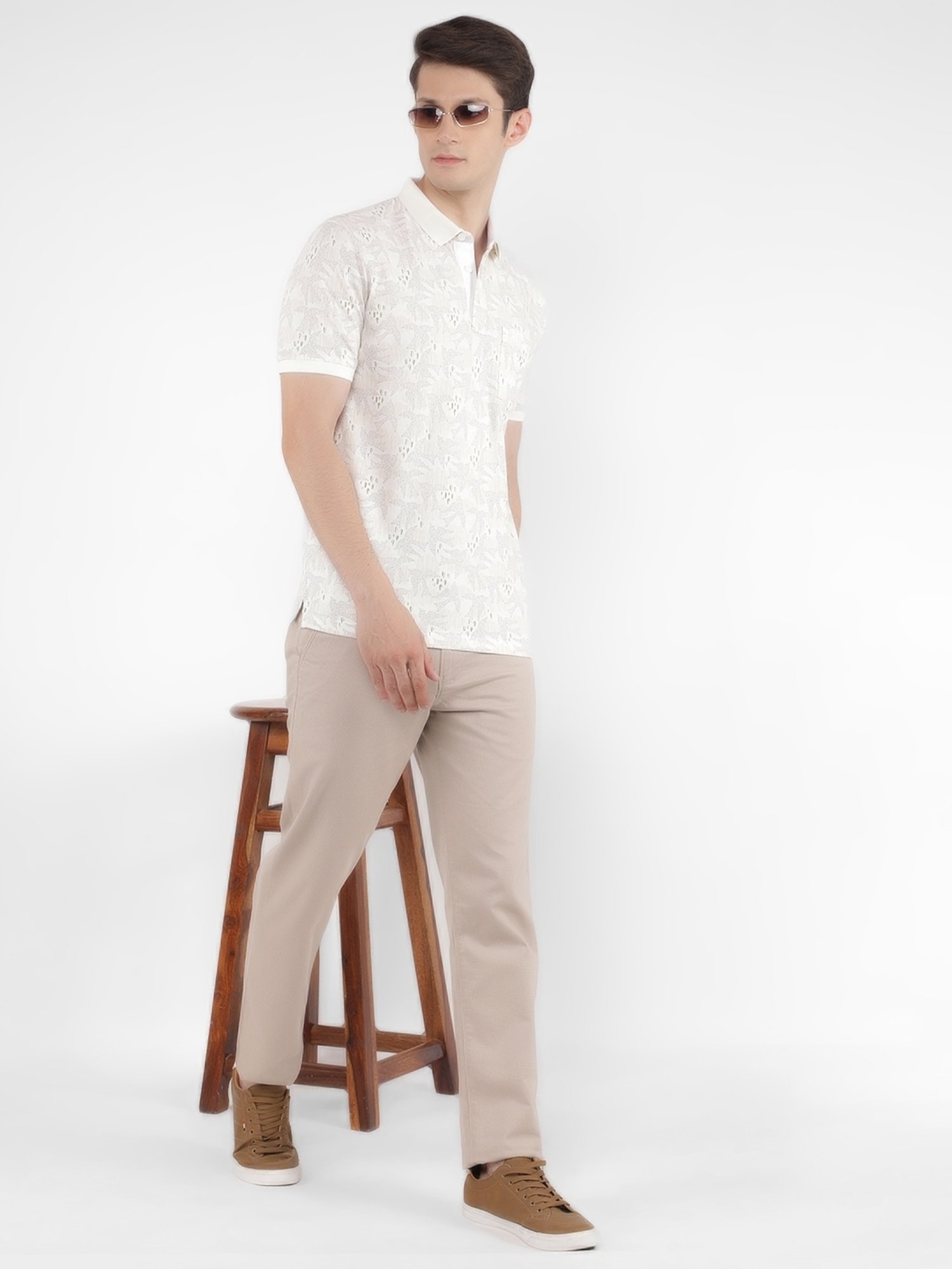 Crimsoune Club Multicolored Cotton Slim Fit Printed Polo T-Shirt