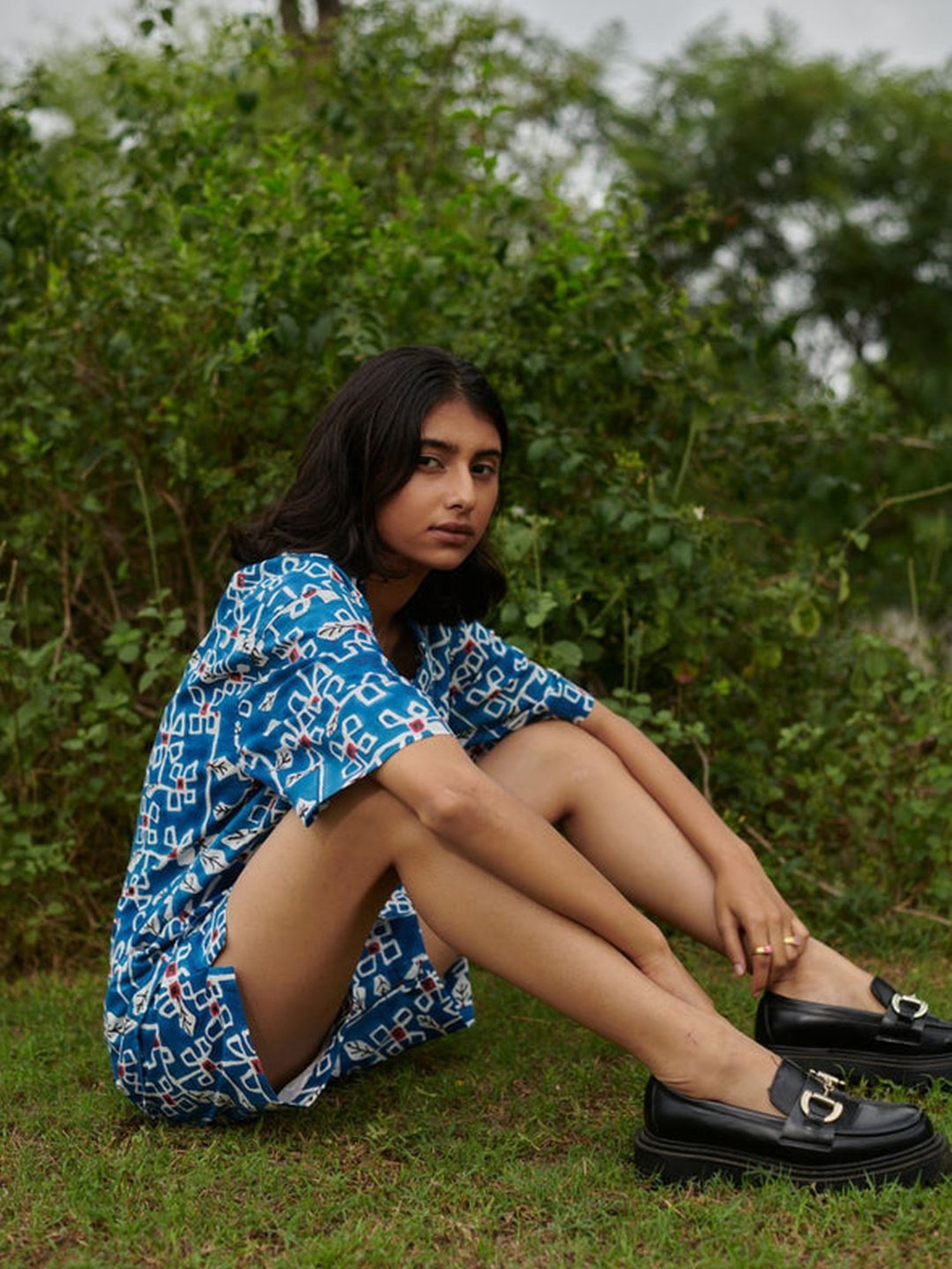 Khajoor Studio Blue Sundaze Desert Bluebell Resort Shirt & Shorts Co-ord Set