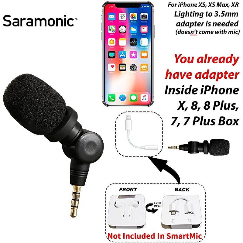 SmartMic Mini Condenser Flexible Microphone for SmartphonesVlogging Microphone for iPhone and YouTube Video Mic for iOS Apple iPhone 7 7s 8 X 11 6 6s iPad and Android Phone