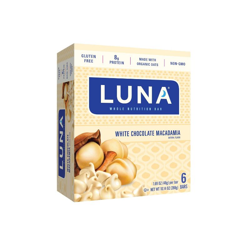 LUNA White Chocolate Macadamia Nutrition Bars - 6ct