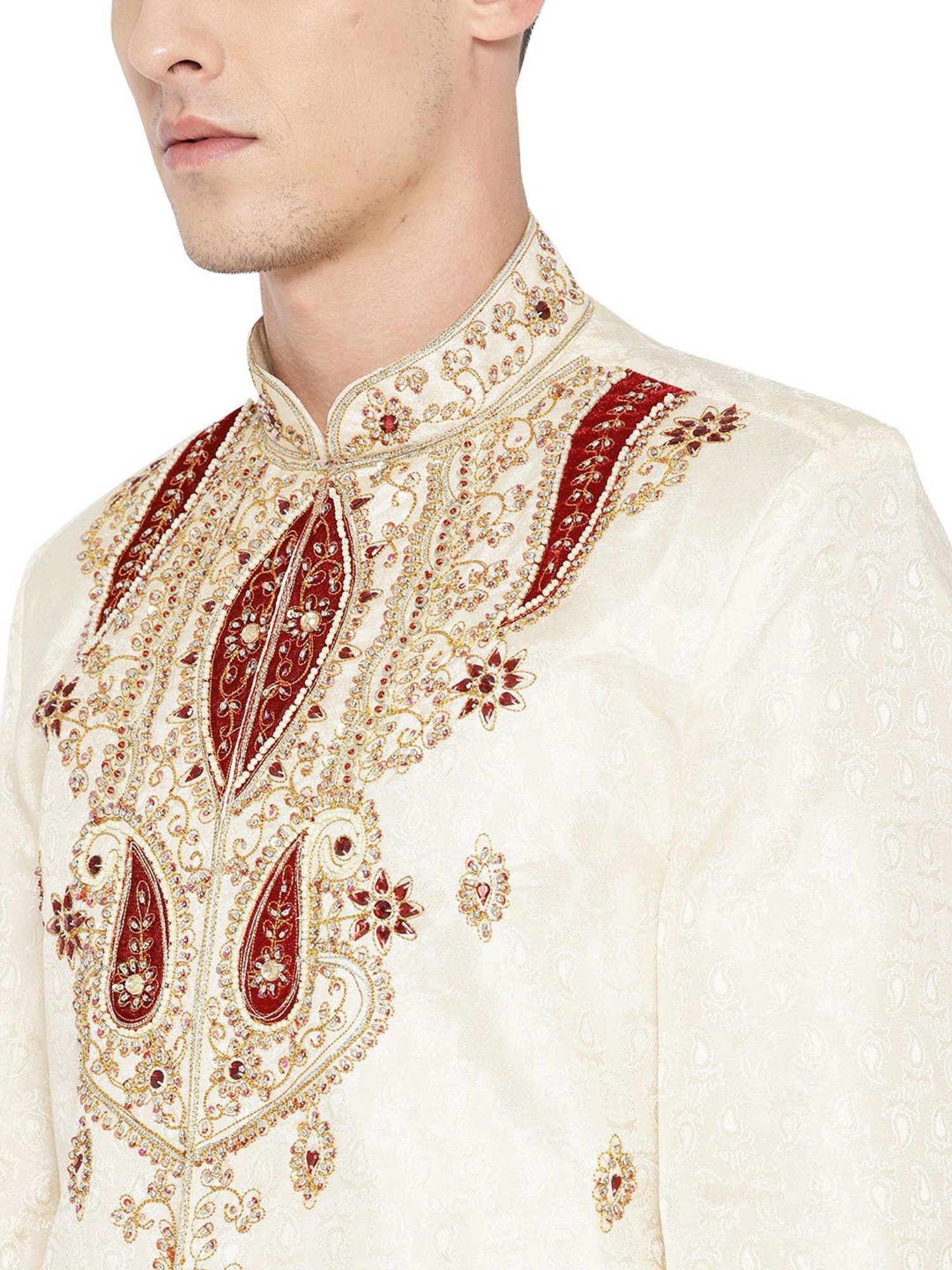 SG LEMAN Lemon Regular Fit Embellished Sherwani Set