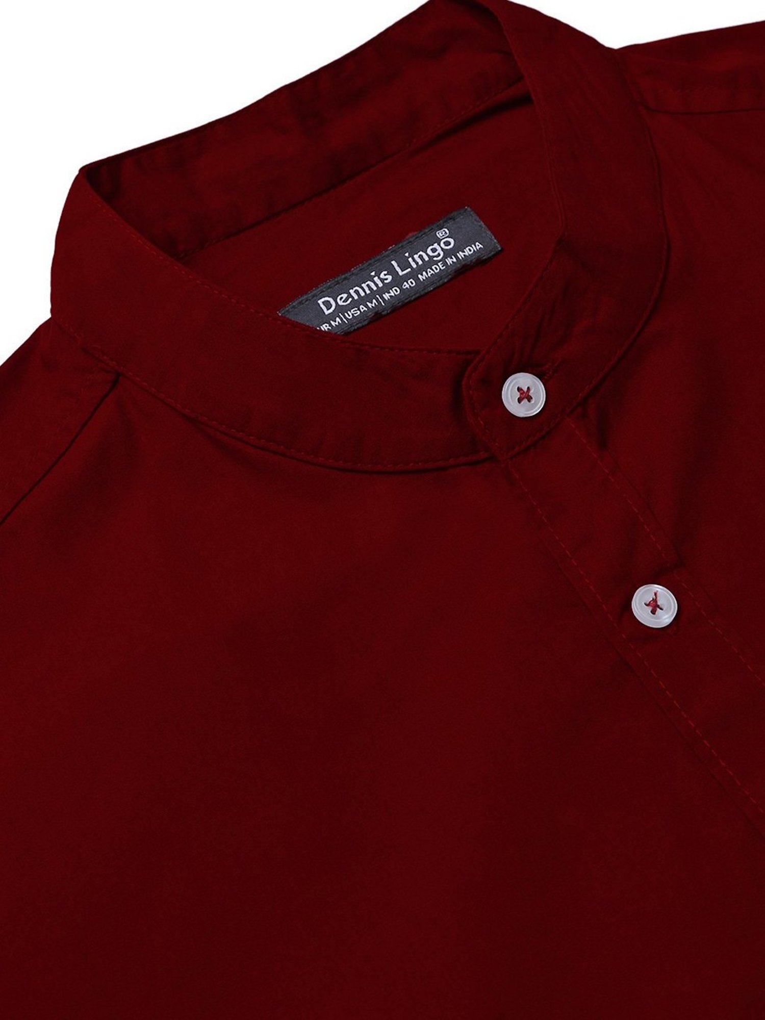 Dennis Lingo Dark Red Cotton Slim Fit Shirt