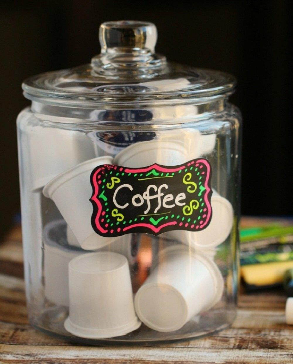 ONUPGO Chalkboard Labels - 150 Premium Reusable Chalkboard Stickers with 2 Chalk Marker to Decorate Your Pantry Storage & Office, Chalk Label Stickers for Spice Jars, Mason Jars, Spray Bottles