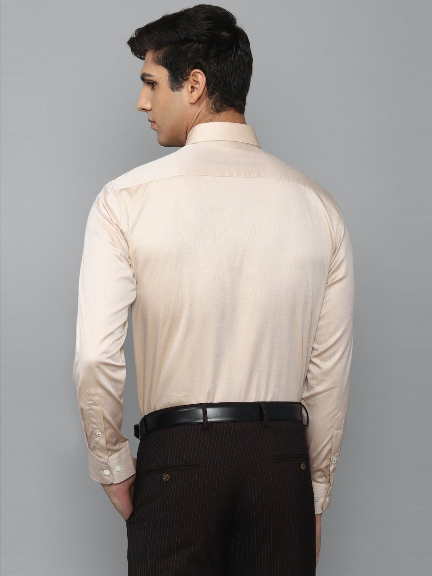 Luxure By Louis Philippe Beige Cotton Regular Fit Shirt