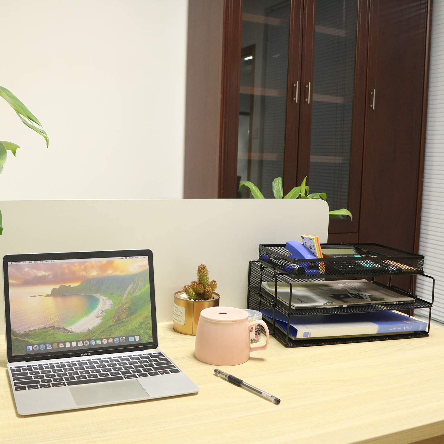 Desk Organizer Stacking Letter Tray Stackable Paper Trays Black Mesh Office File Organizer