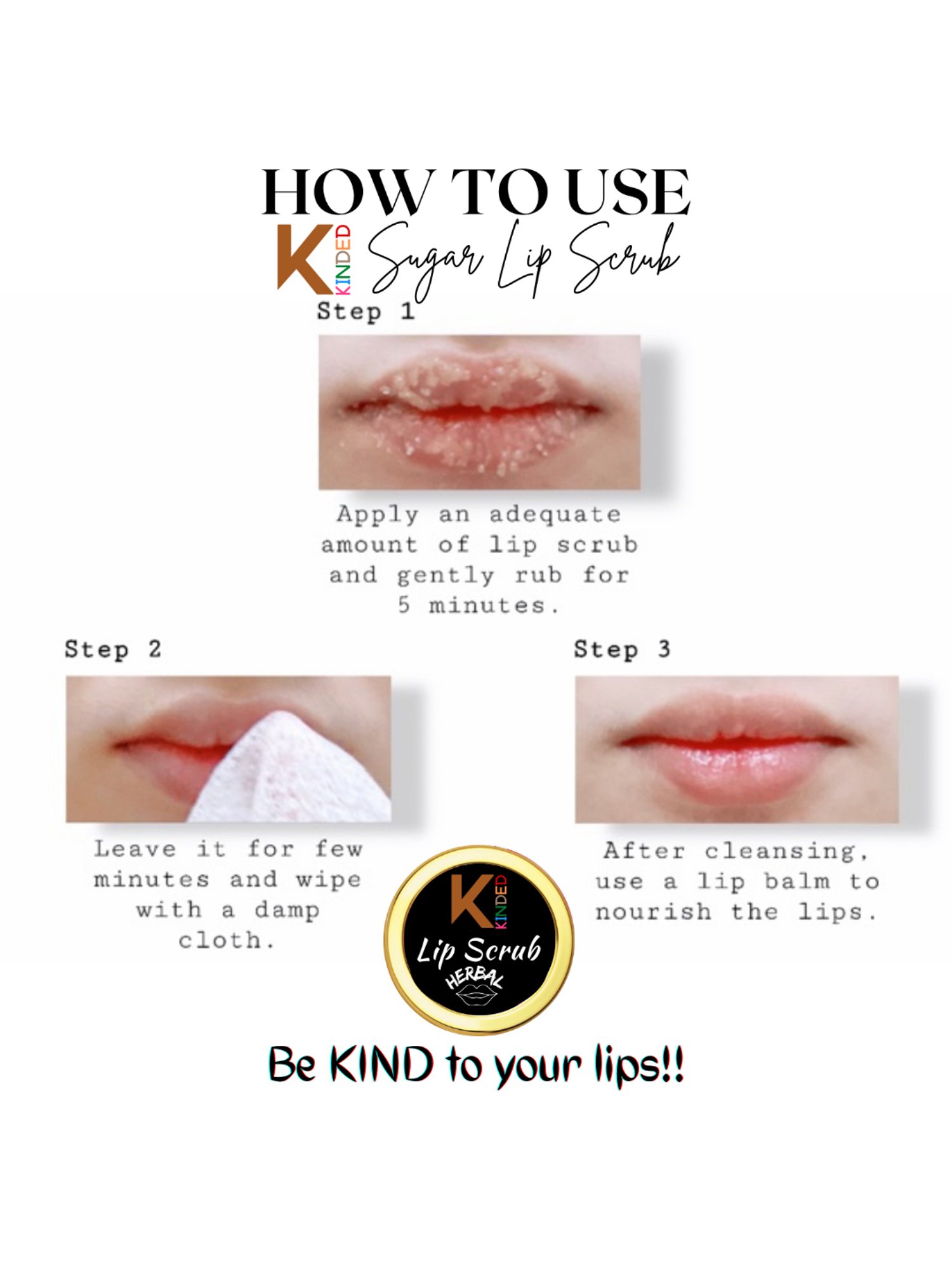 KINDED Herbal Strawberry & Rose Lip Scrub Combo