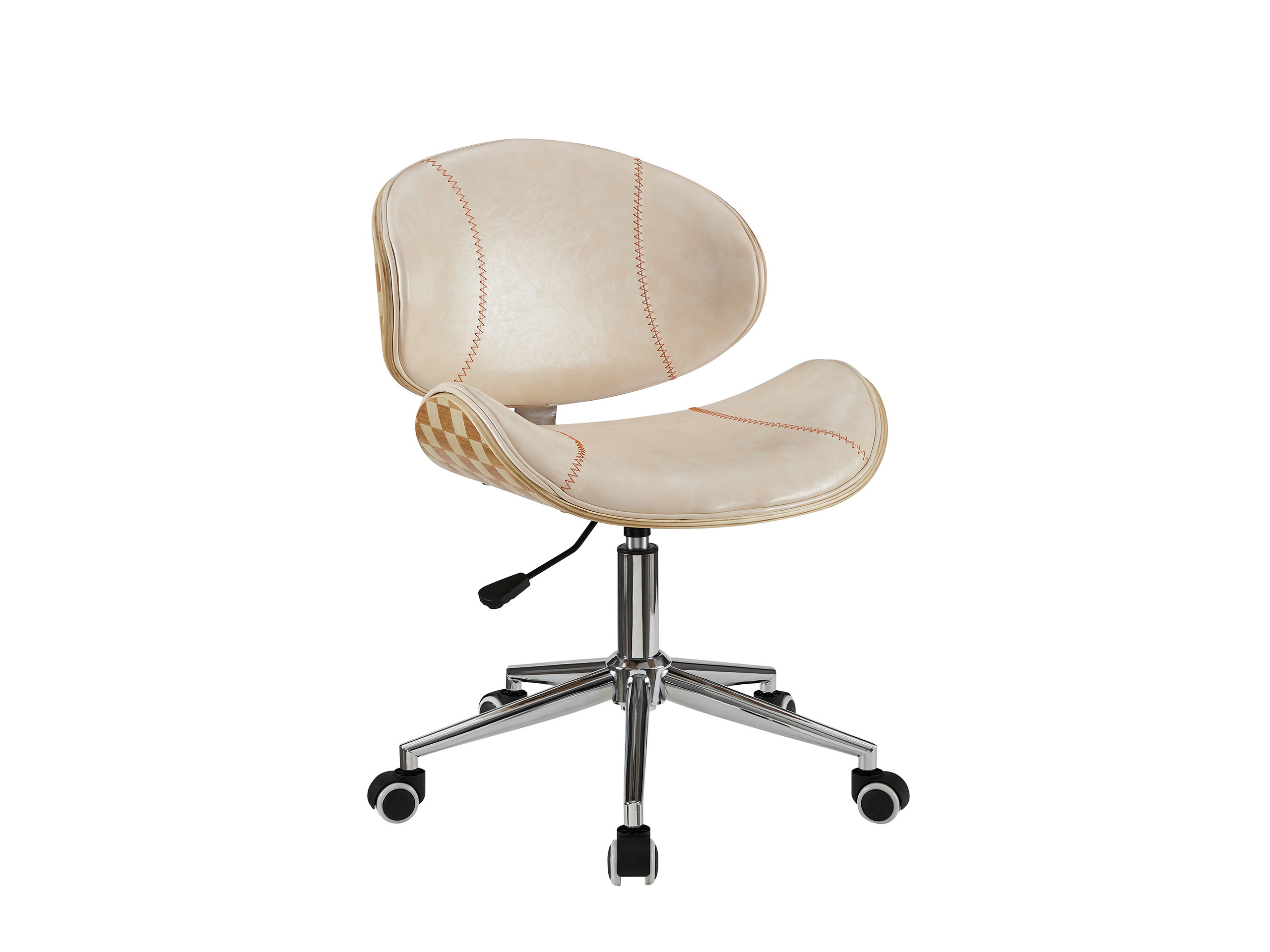 Art-Leon Faux Leather Upholstery Swivel Accent Home Office Desk Chair with 5 Casters and Unique Chess-Board Back Deco