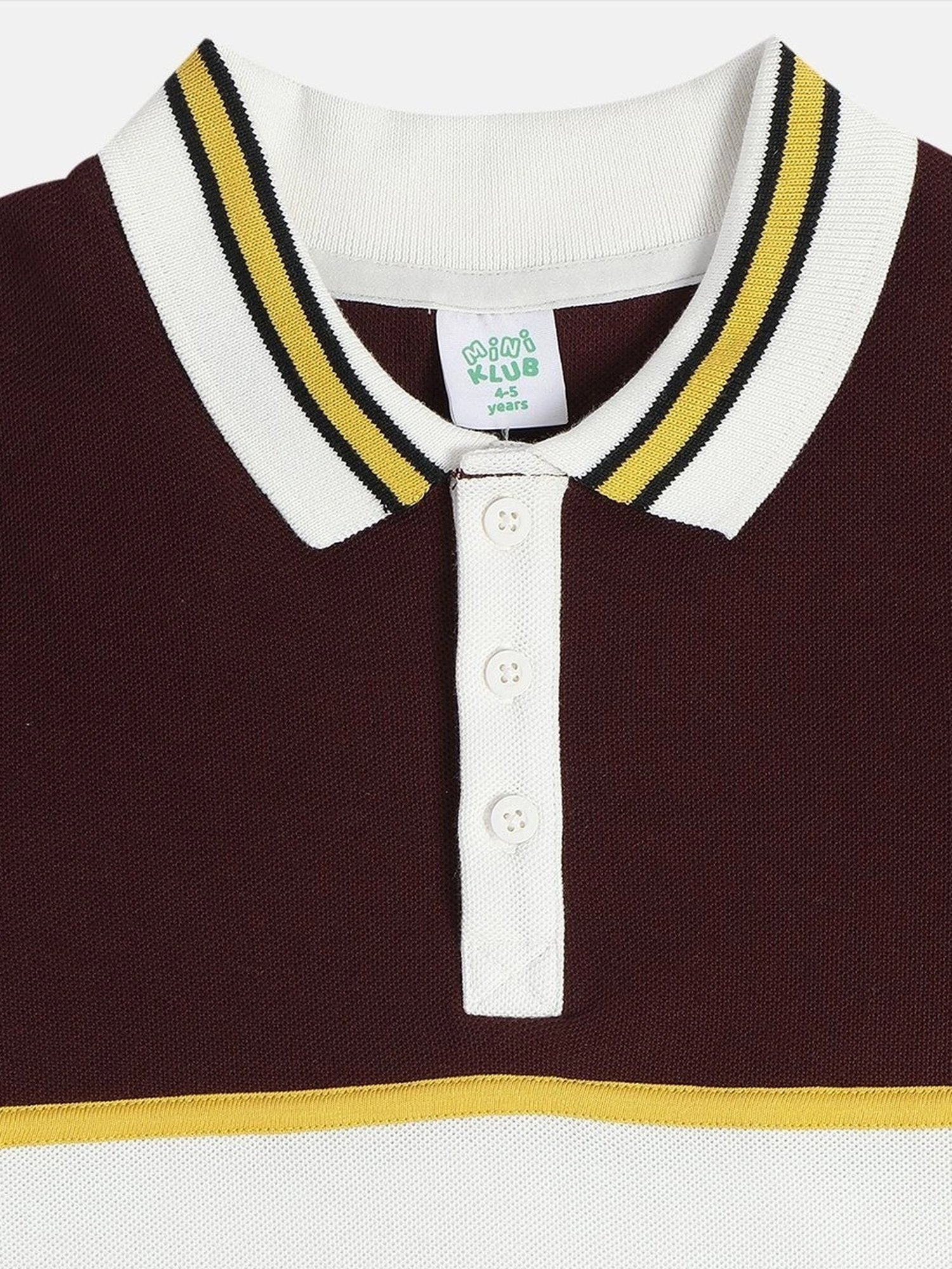 MINIKLUB Boys Maroon Cotton Printed Full Sleeves Polo