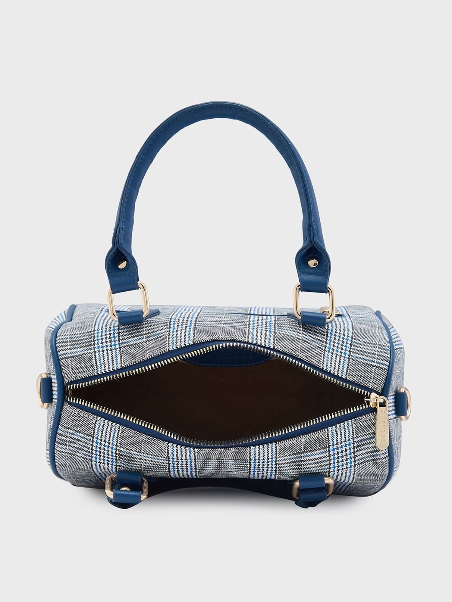 Caprese Navy Checks Medium Handbag