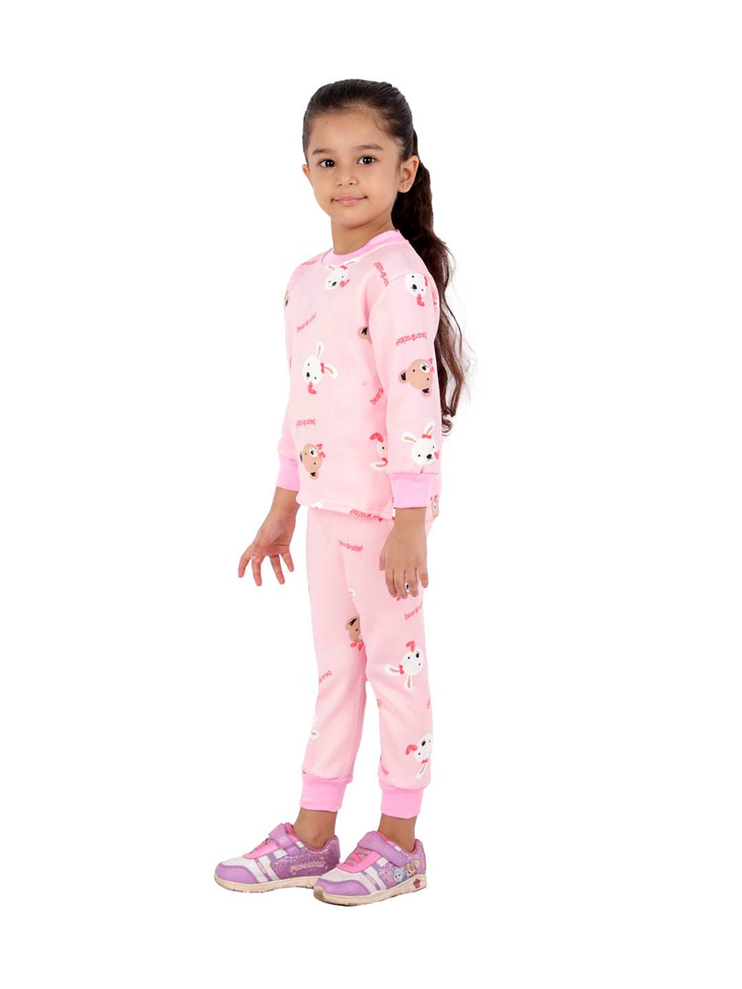 Ahhaaaa Kids Pink Printed Sweatshirt with Joggers