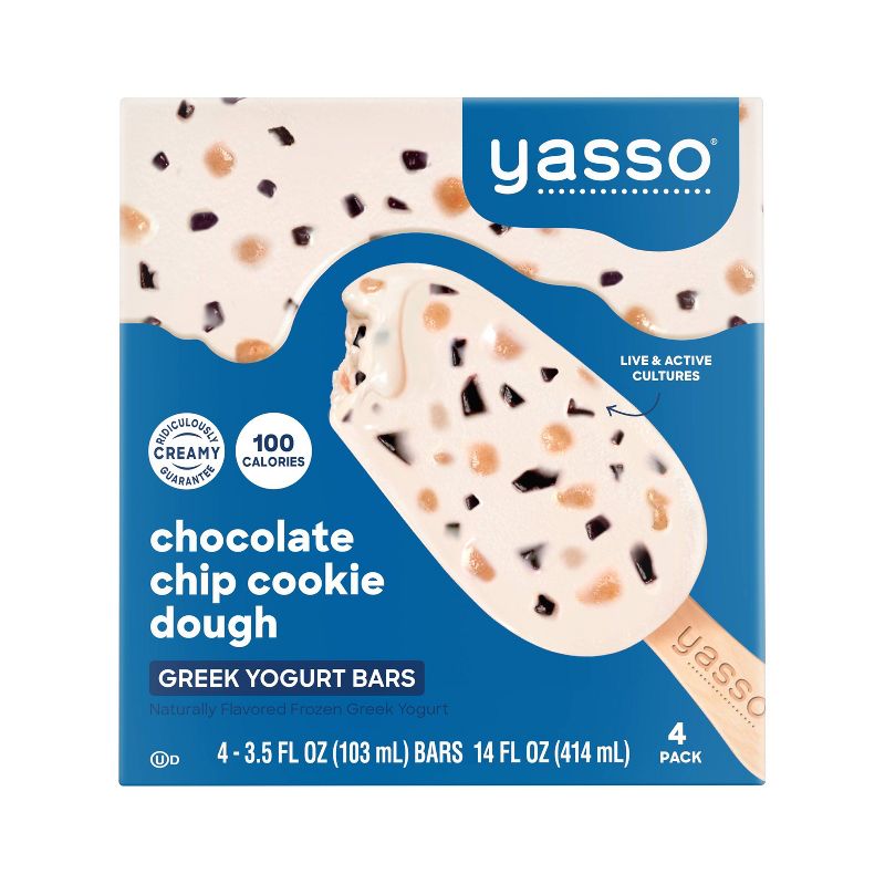 Yasso Frozen Greek Yogurt - Chocolate Chip Cookie Dough Bars - 4ct