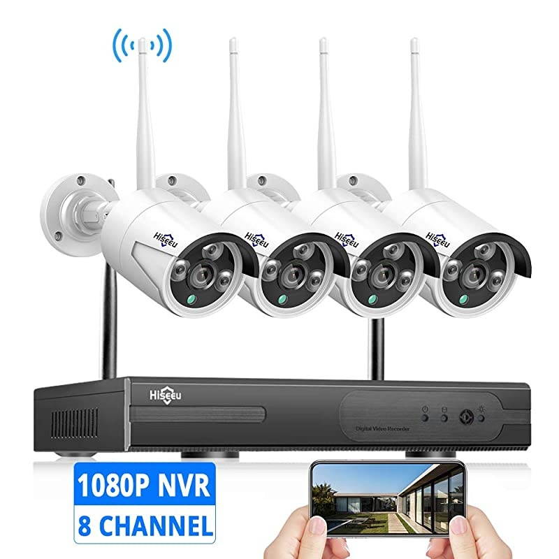8CH Expandable, 2K]  3MP Wireless Security Camera System with One-Way Audio,4Pcs Outdoor/Indoor WiFi Surveillance Cameras with HD Video,Night Vision Weatherproof,Motion Detection, No Hard Drive