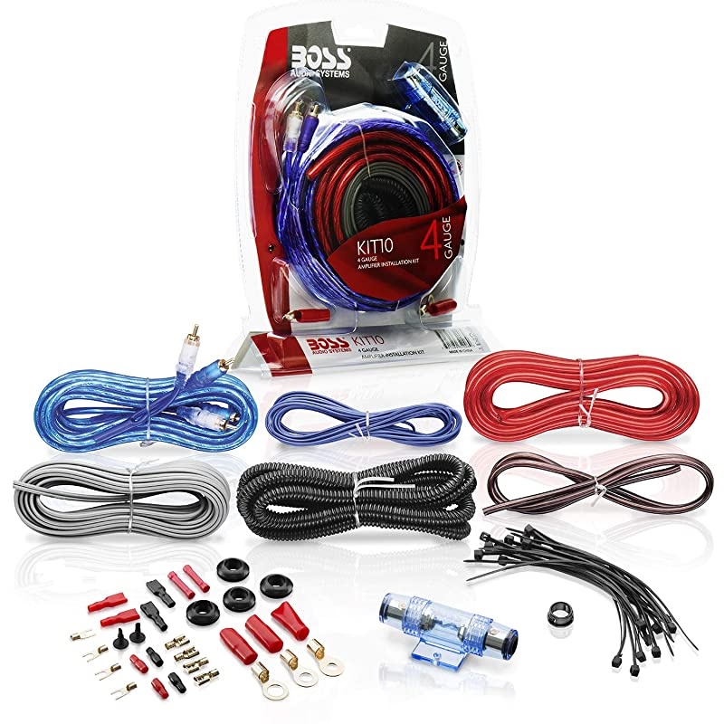 KIT10 4 Gauge Amplifier Installation Wiring Kit - A Car Amplifier Wiring Kit Helps You Make Connections and Brings Power to Your Radio, Subwoofers and Speakers