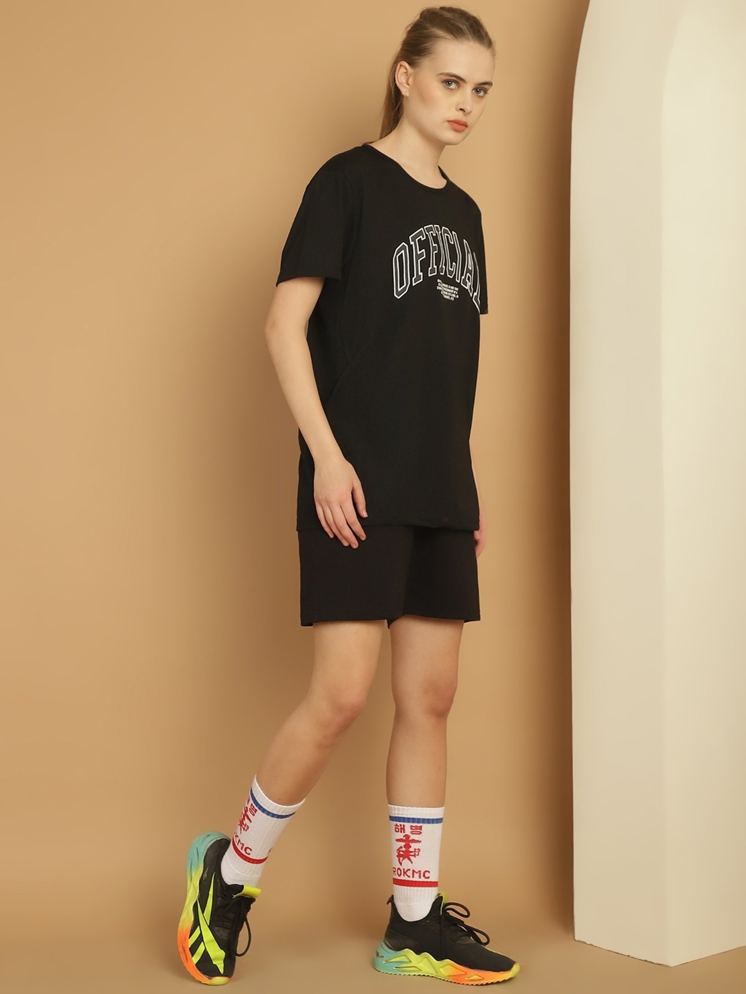 Vimal Jonney Black Cotton Printed T-Shirt & Shorts Set