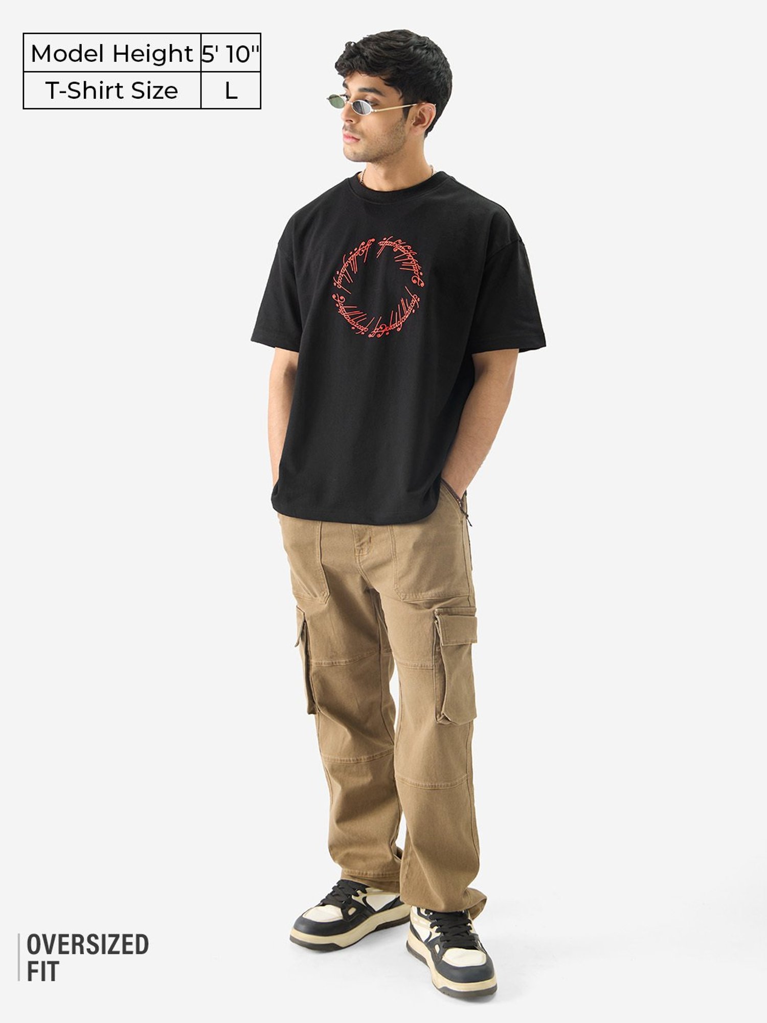 The Souled Store Lord Of The Rings: You Shall Not Pass Black Oversized T-Shirt