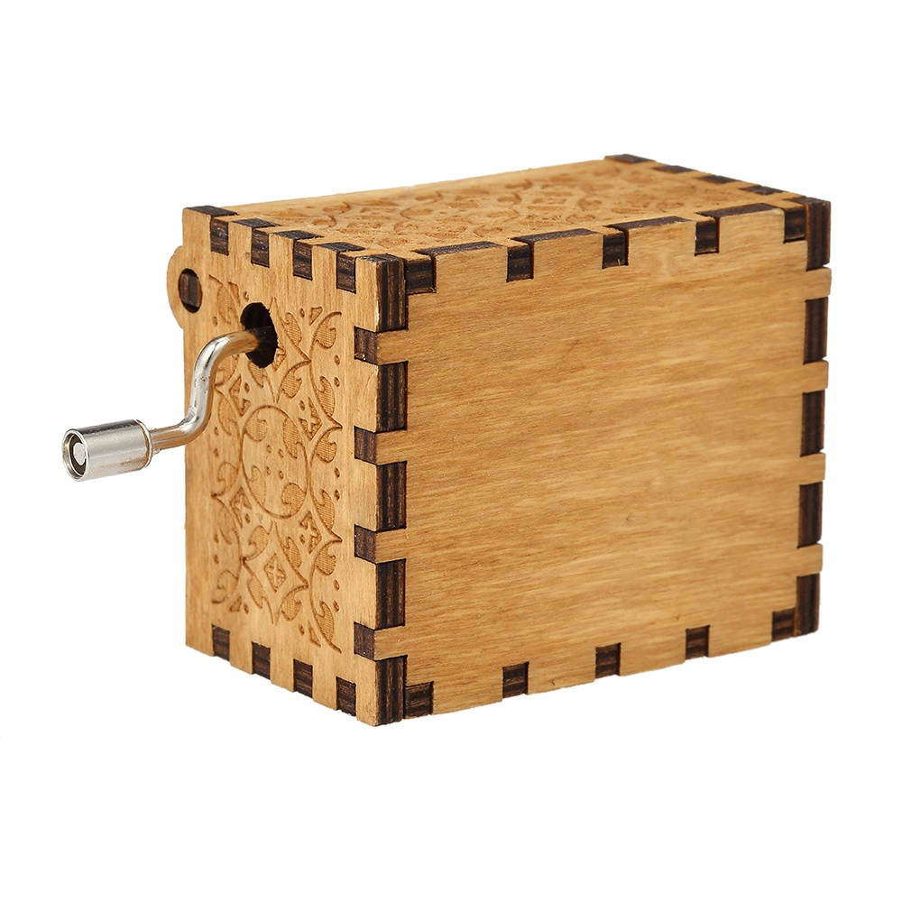 Vintage Wooden Theme Song Music Box Hand-operated Carved Engraving Music Case Creative Holiday Birthday Gifts for Kids
