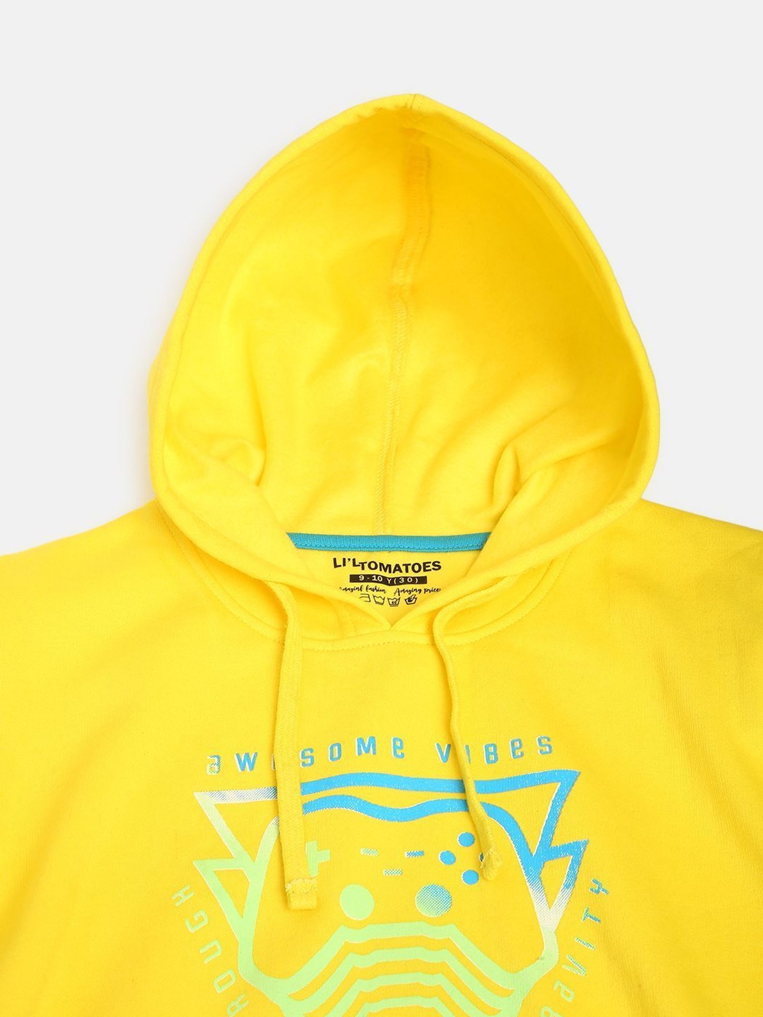 Li'l Tomatoes Kids Yellow Cotton Printed Hoodie