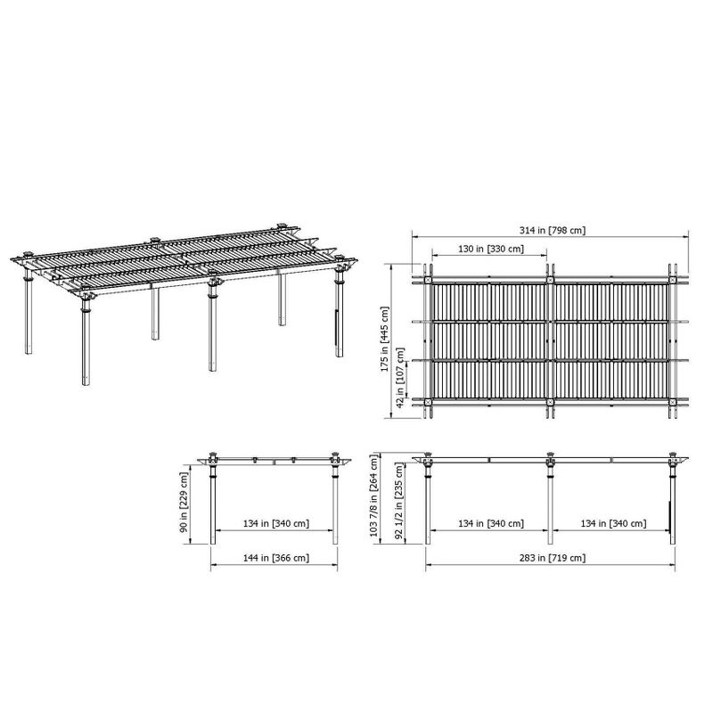 8.6' Bristol Grande Louvered Pergola - Vita