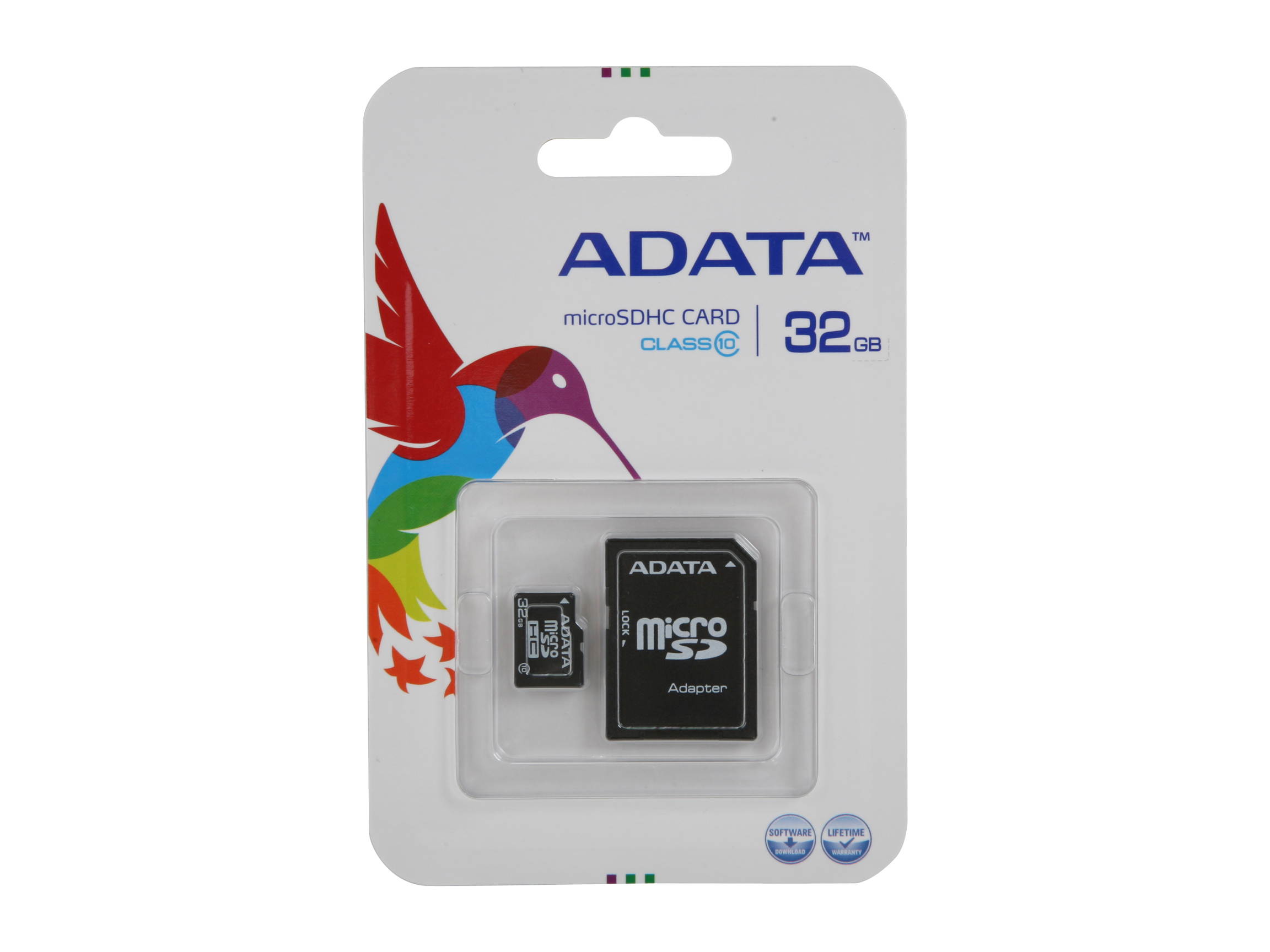 ADATA 32GB microSDHC Flash Card with Adapter Model AUSDH32GCL10-RA1