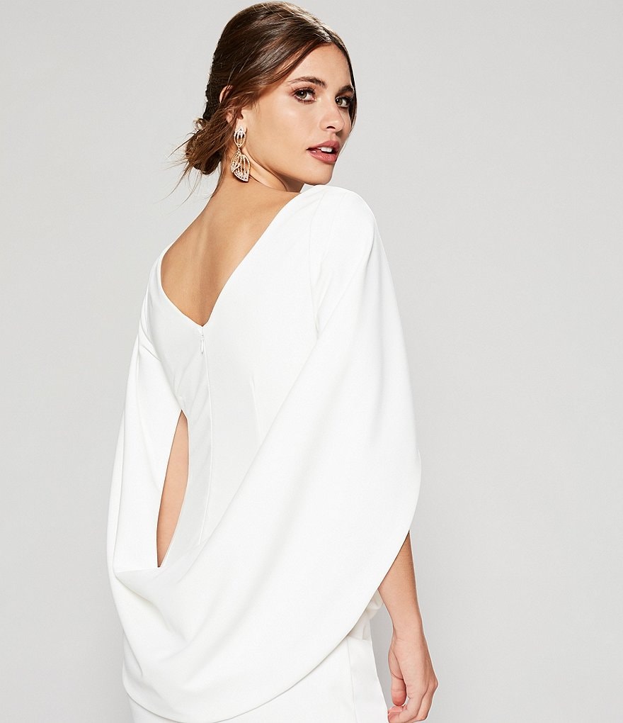 Betsy & Adam Drape Back 3/4 Sleeve Stretch Sheath Dress