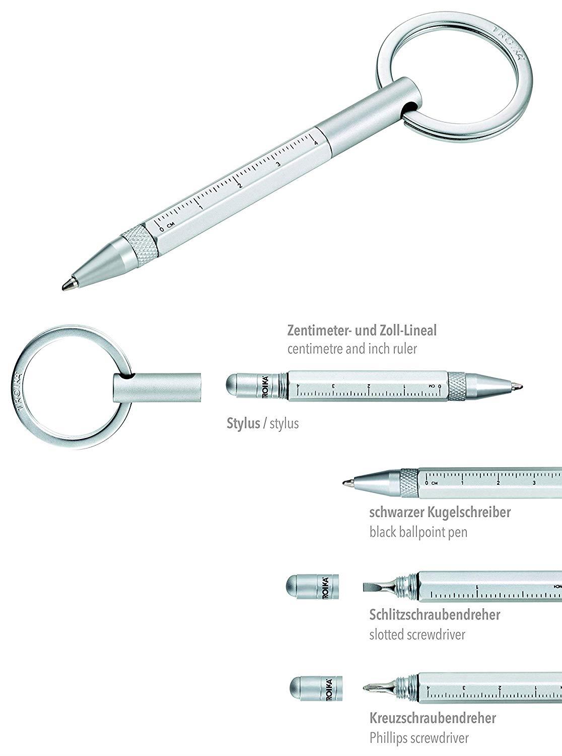 Troika Micro Construction Pen & Stylus Key Ring, Black (KYP25BK)