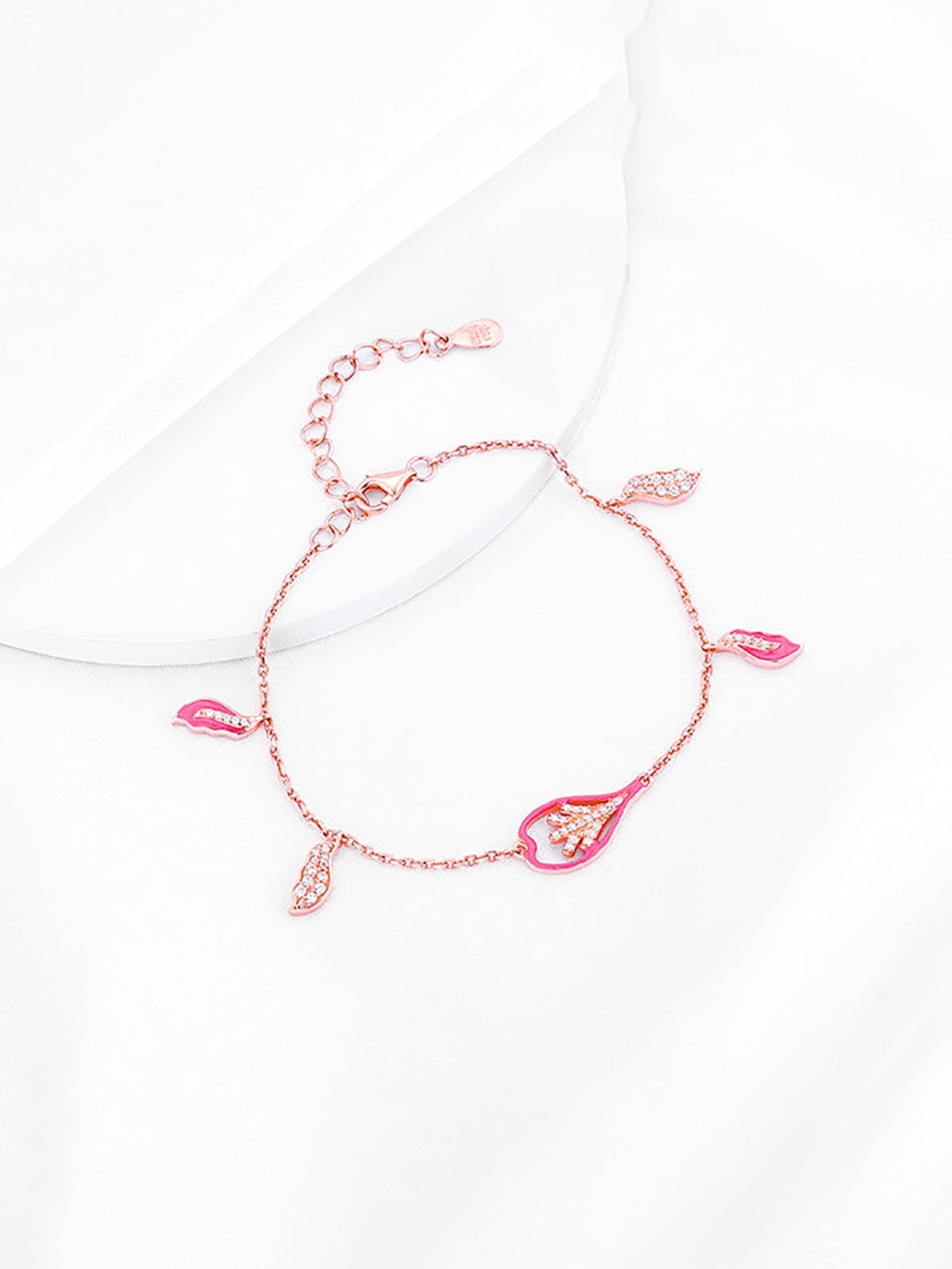 GIVA 92.5 Sterling Silver Bhumi Rose Gold Pink Rani Ebony Adjustable Bracelet