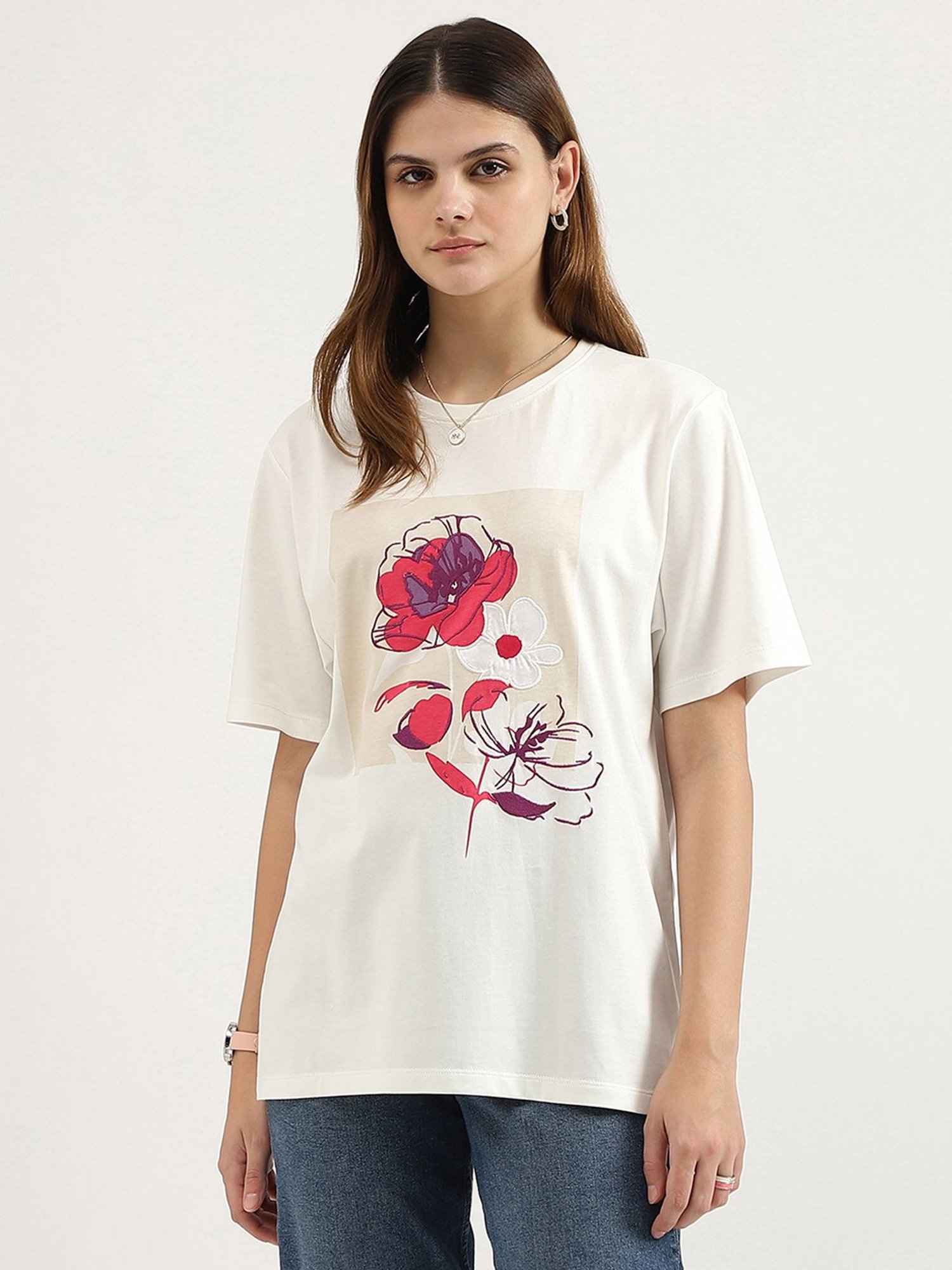 United Colors of Benetton White Printed T-Shirt
