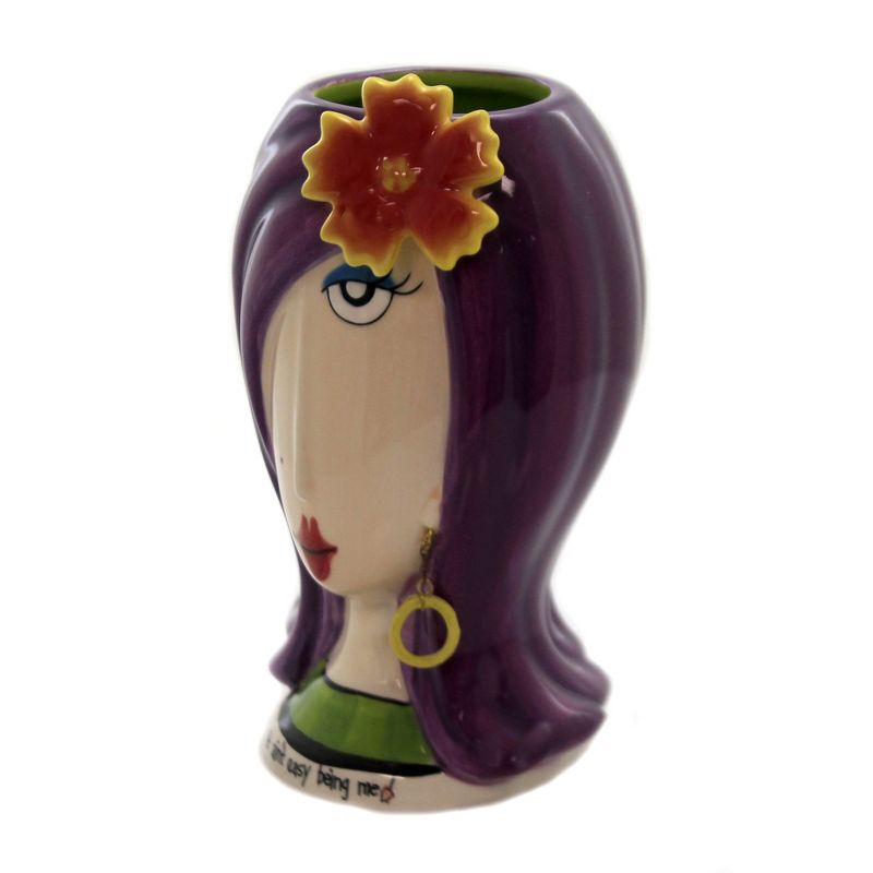 Tabletop 5.25" Lady W/ Flower Makeup Holder Vase Brushes Beauty Mark Cosmos Gifts Corp.  -  Decorative Vases