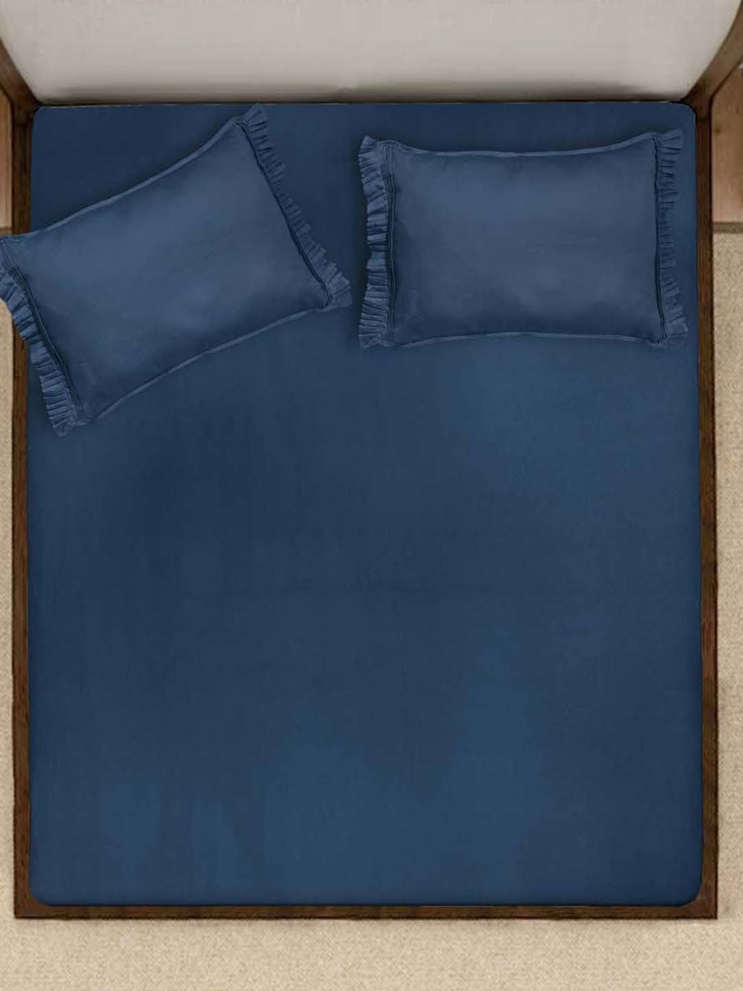 Saral Home Easy Living Blue Cotton Queen Bed Sheet With Pillow Covers