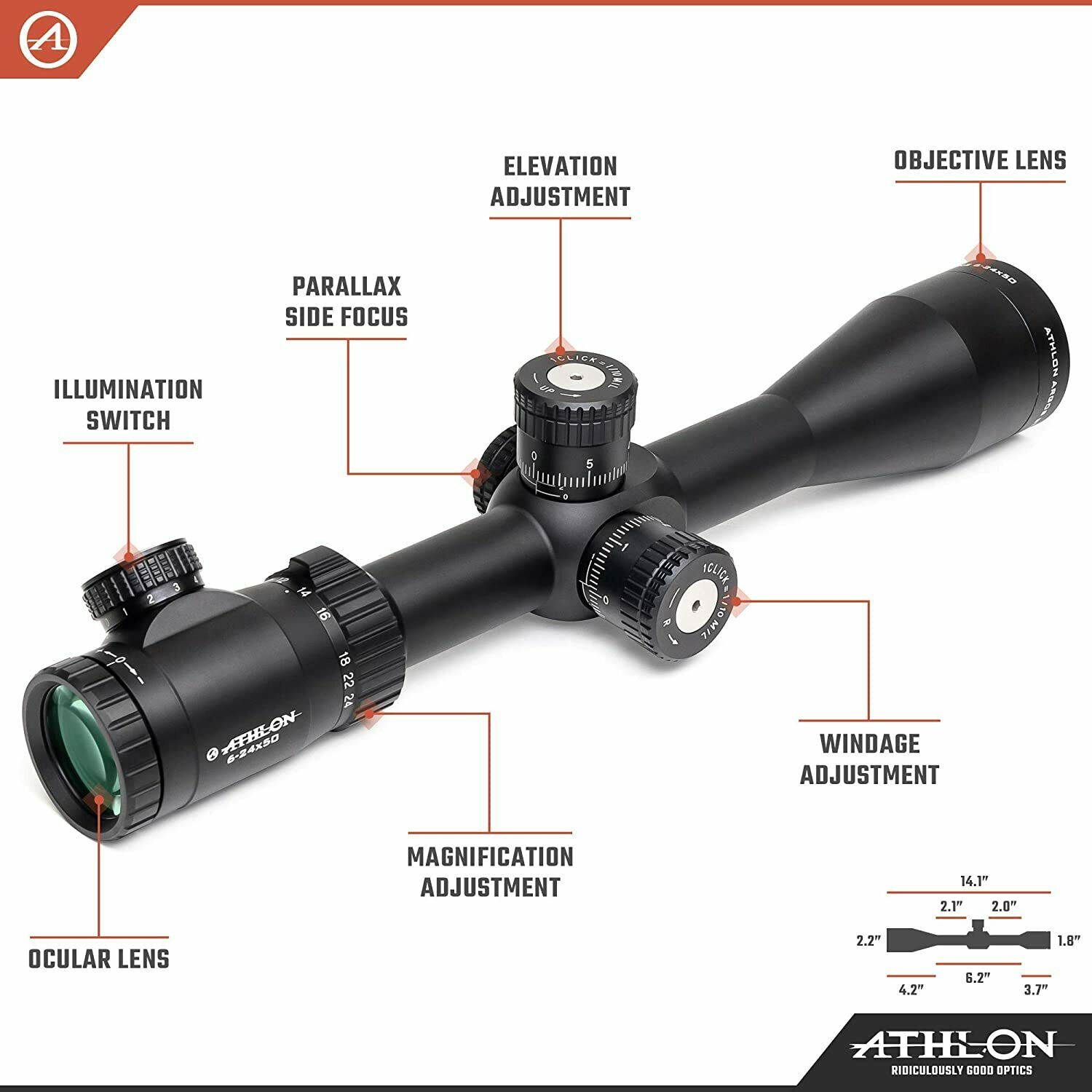 Athlon Optics Argos BTR Gen 2 6-24x50 APMR FFP IR MIL Direct Dial Riflescope