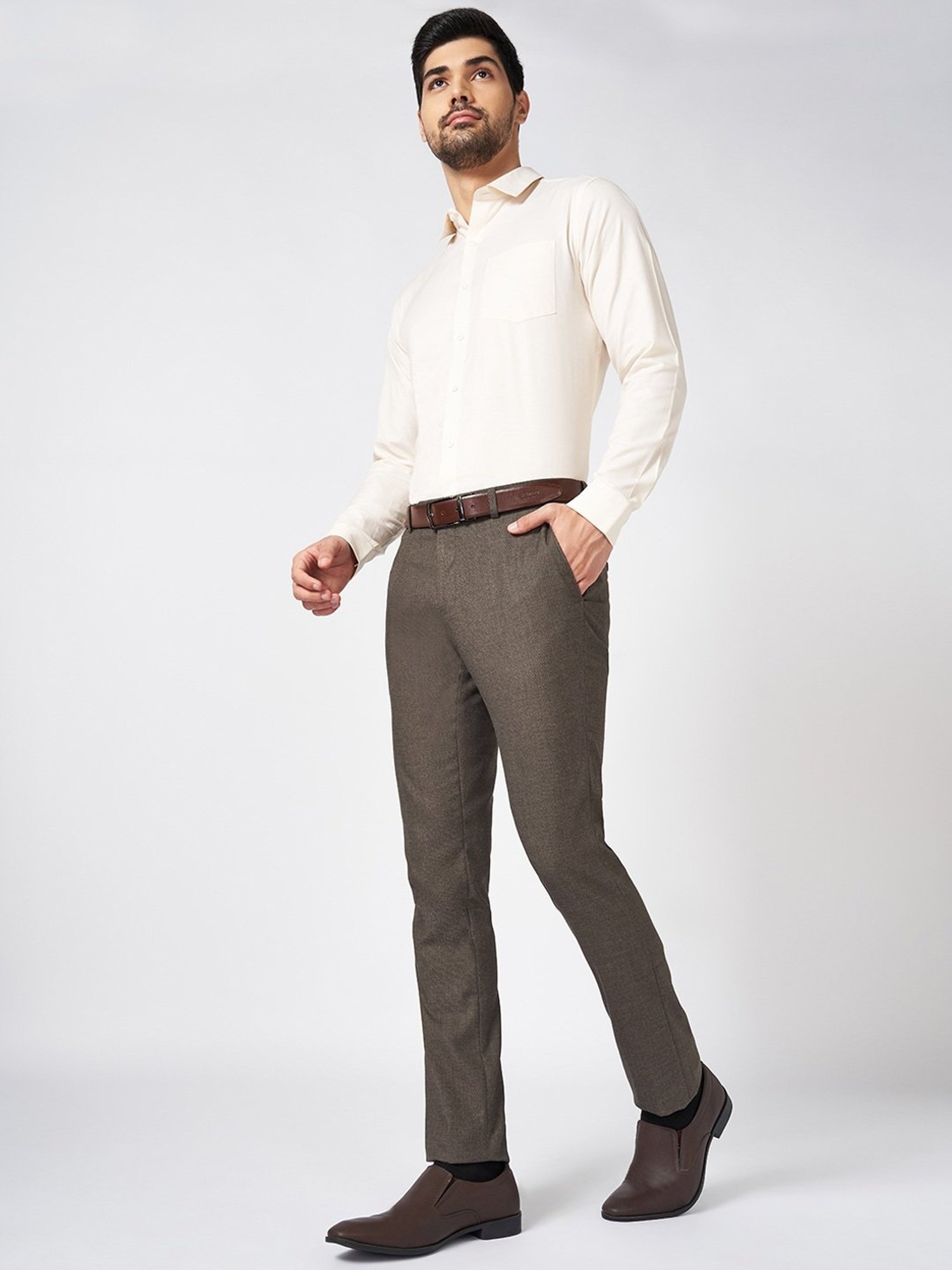 Arrow Navy Regular Fit Trousers