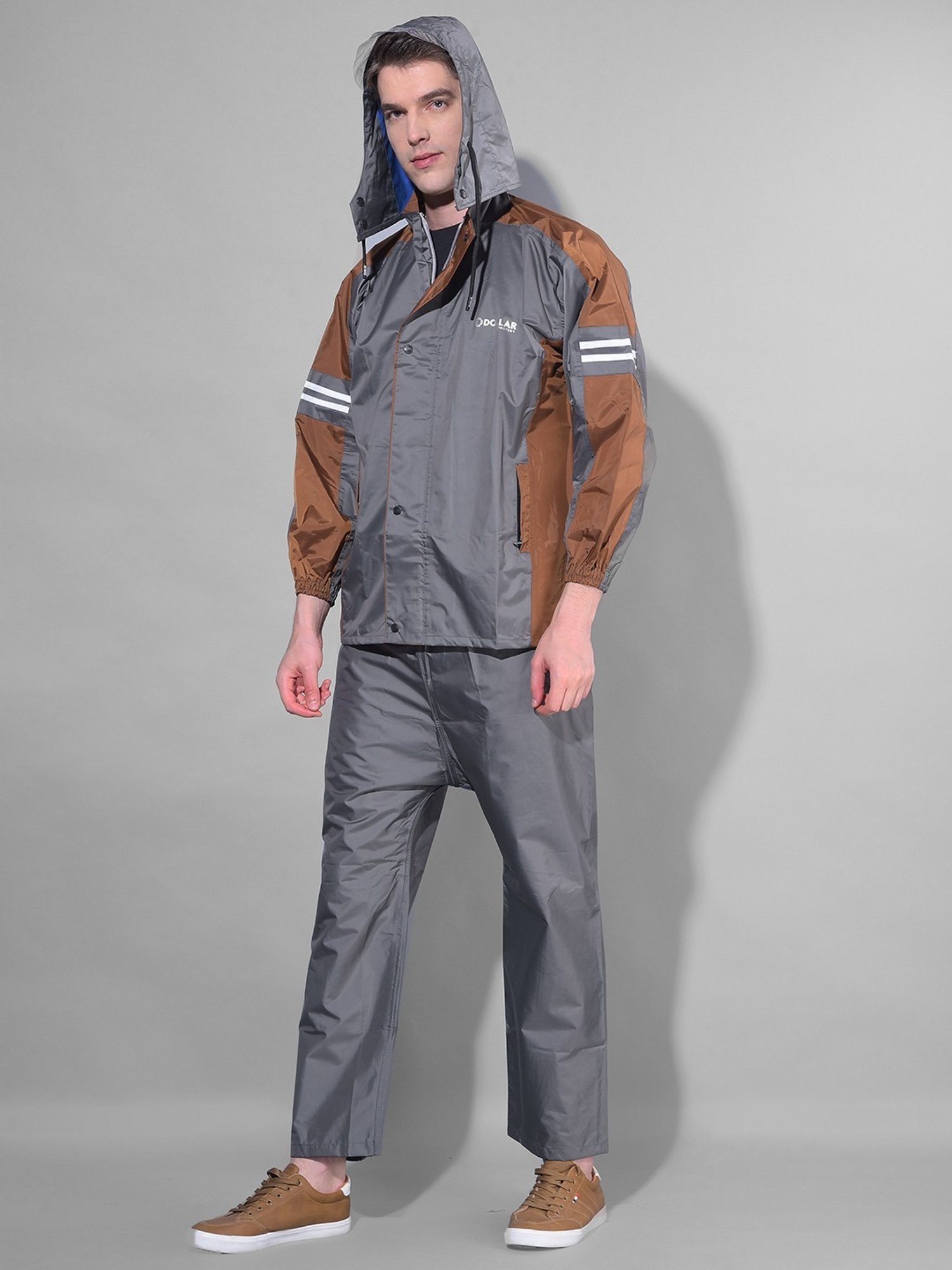 Dollar Grey Regular Fit Colour Block Raincoat Set