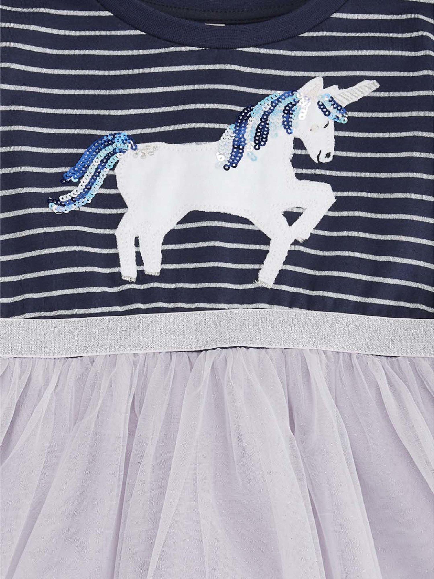 Pantaloons Junior Kids Navy & White Cotton Striped Full Sleeves Dress