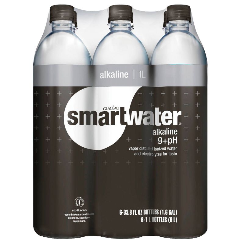 Smartwater Alkaline Vapor Distilled Ionized Water - 6pk/1L Bottles