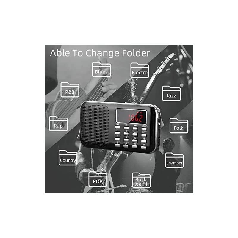 Mini Portable Radio AM FM Pocket Radio with LED Flashlight Digital Radio Speaker Support Micro SDTF CardUSB Auto Scan Save 1200mAh Rechargeable Battery Operated by Latest Version