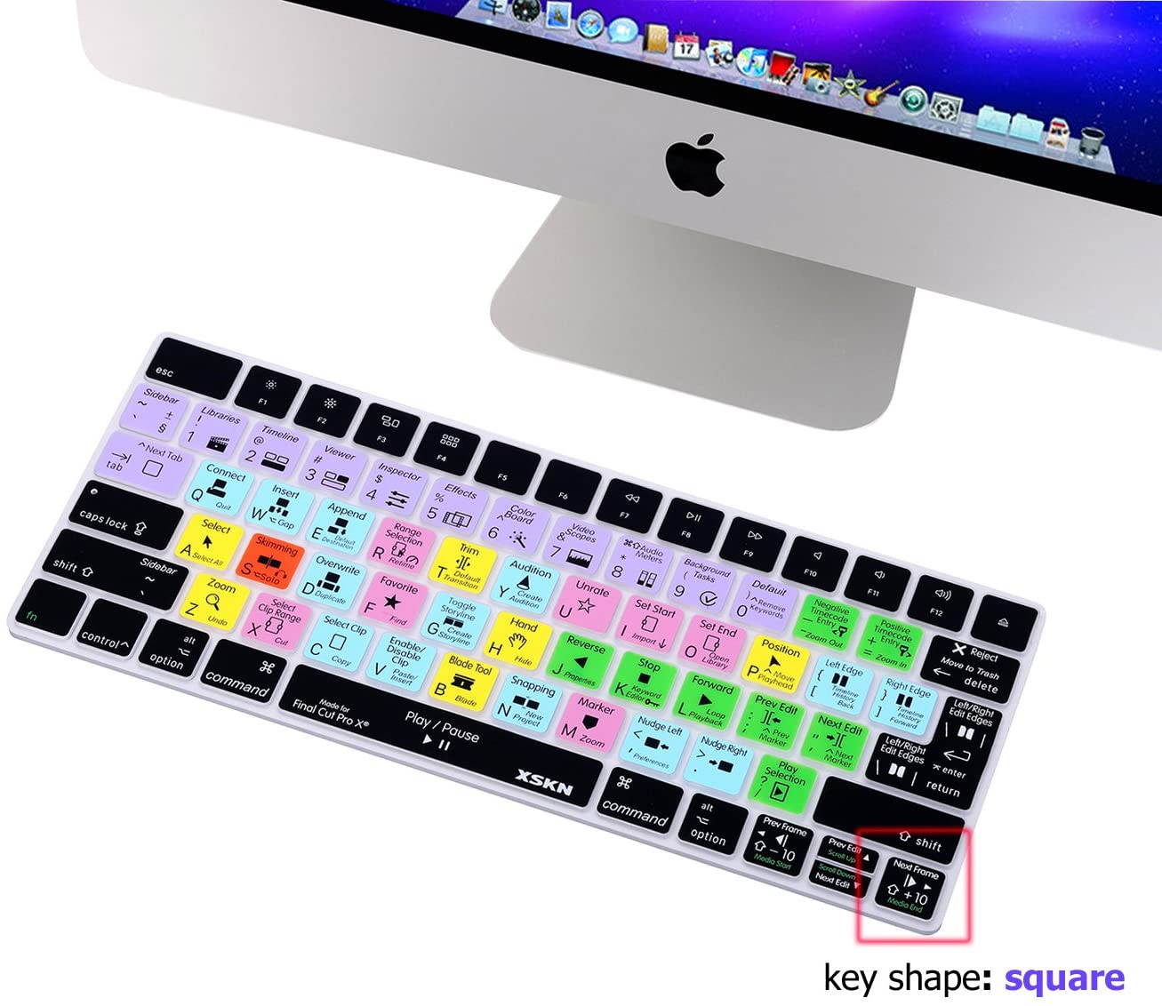 XSKN Final Cut Pro X Shortcut Keyboard Cover Skin FCPX Hotkeys Silicone Keyboard Cover for Magic Keyboard MLA22LL/A (US Version)