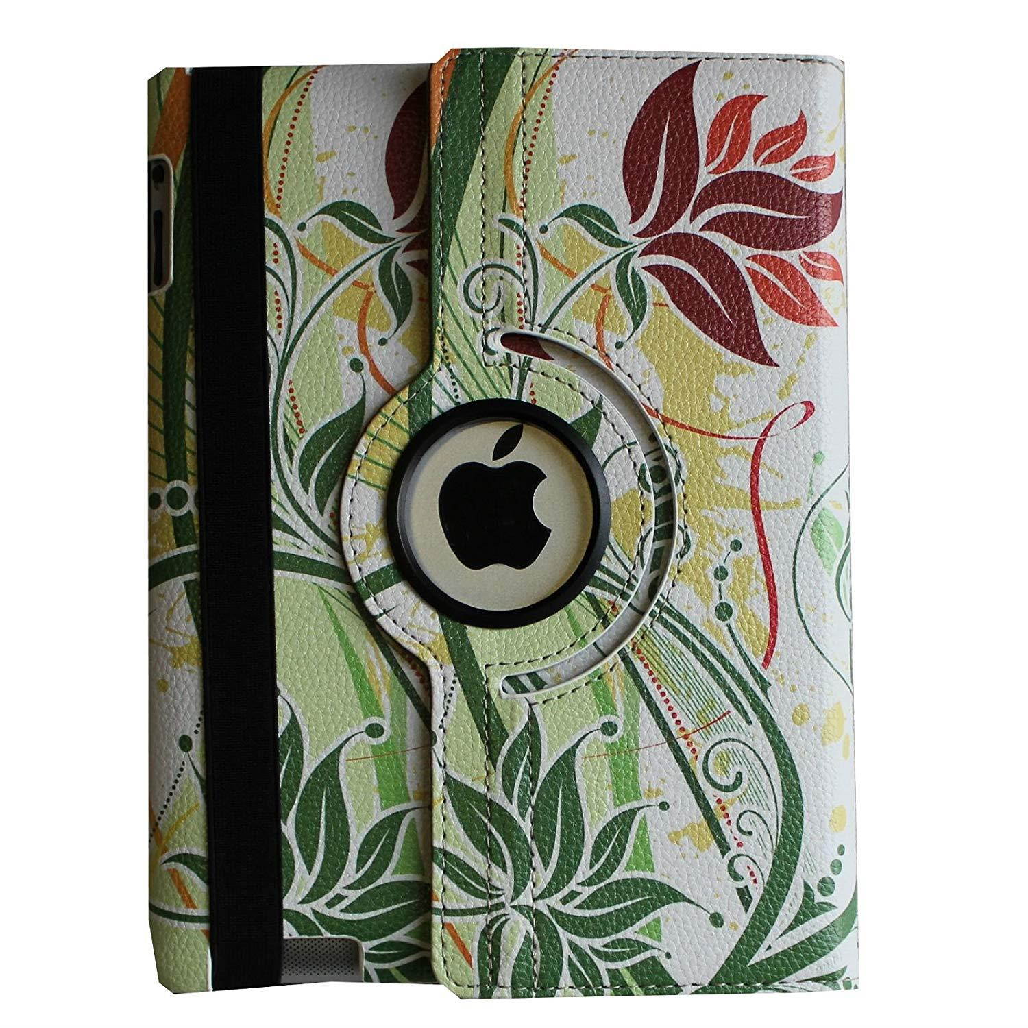 iPad Air Case, JYtrend (R) Rotating Stand Smart Case Cover Magnetic Auto Wake Up/Sleep for iPad Air (Air 1) A1474 A1475 A1476 (Green Flower)